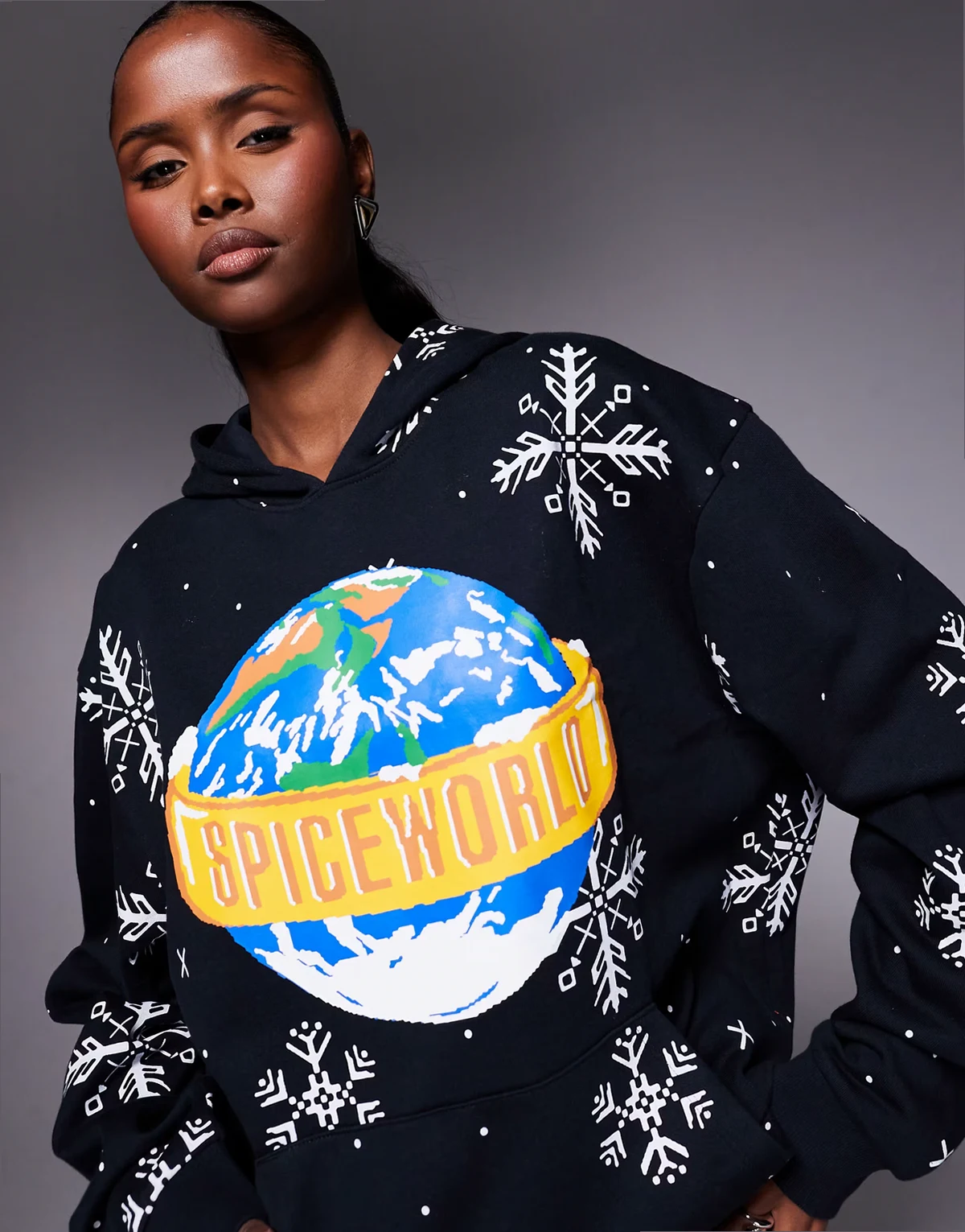 – Relaxed-Fit-Kapuzenpullover in Schwarz mit Spice Girls-Print