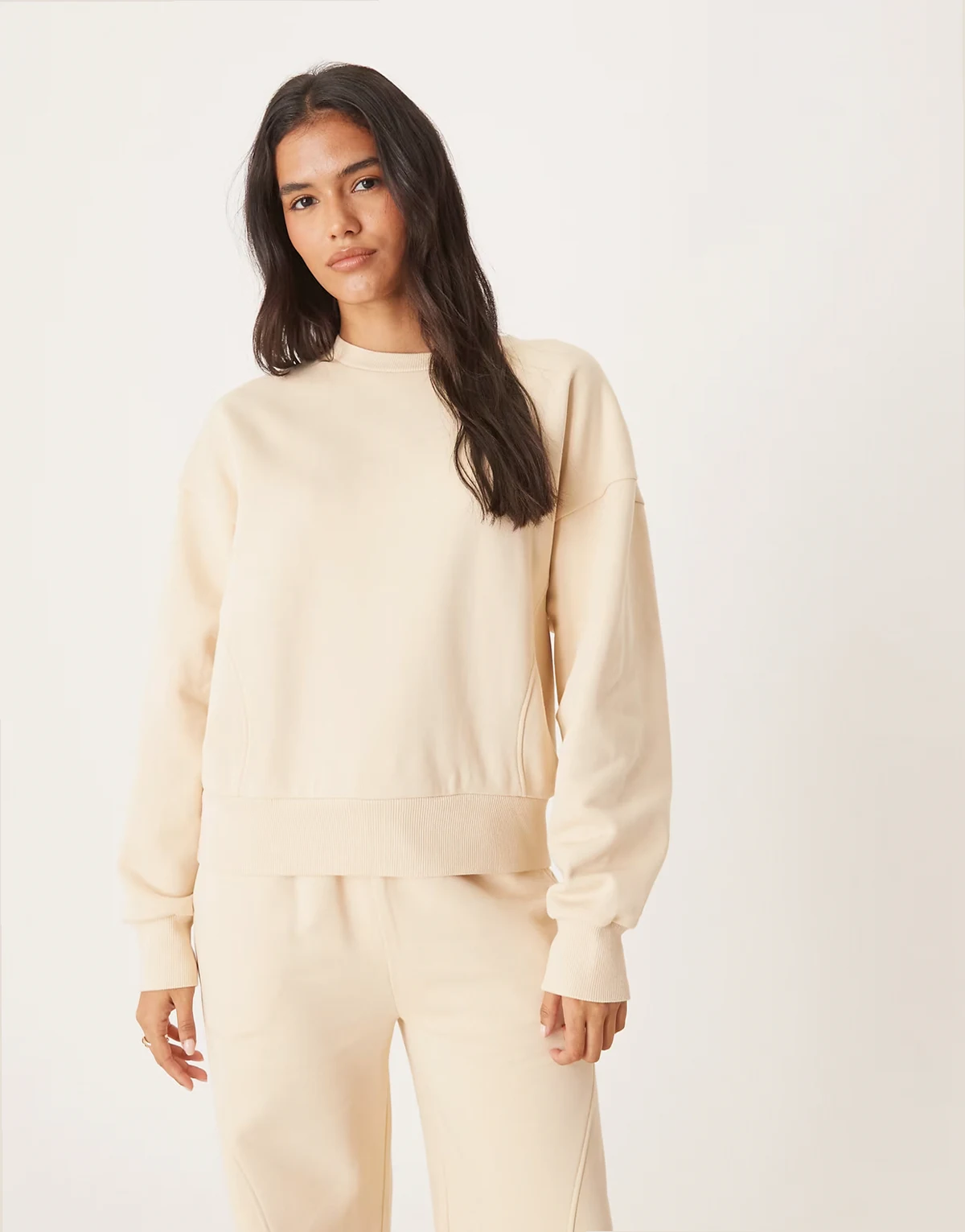 seam detail sweatshirt in buttermilk - part of a set