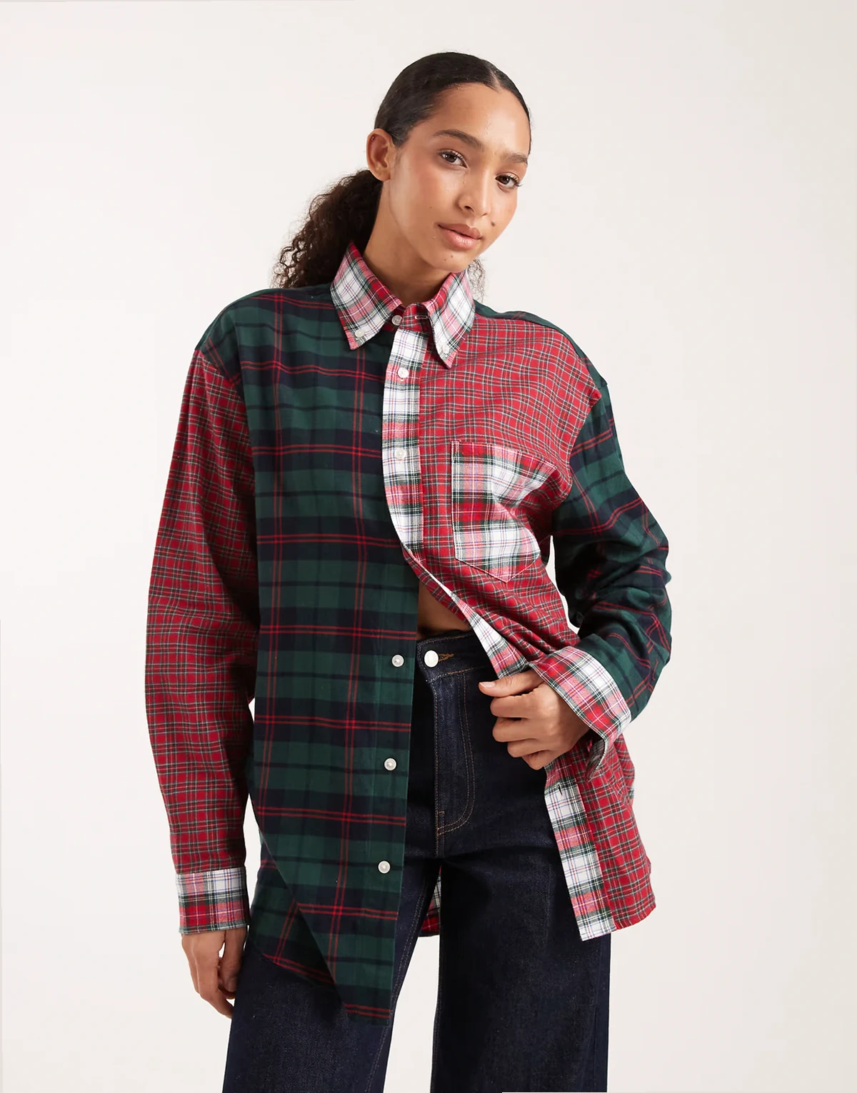 Tommy Girl patchwork shirt in red