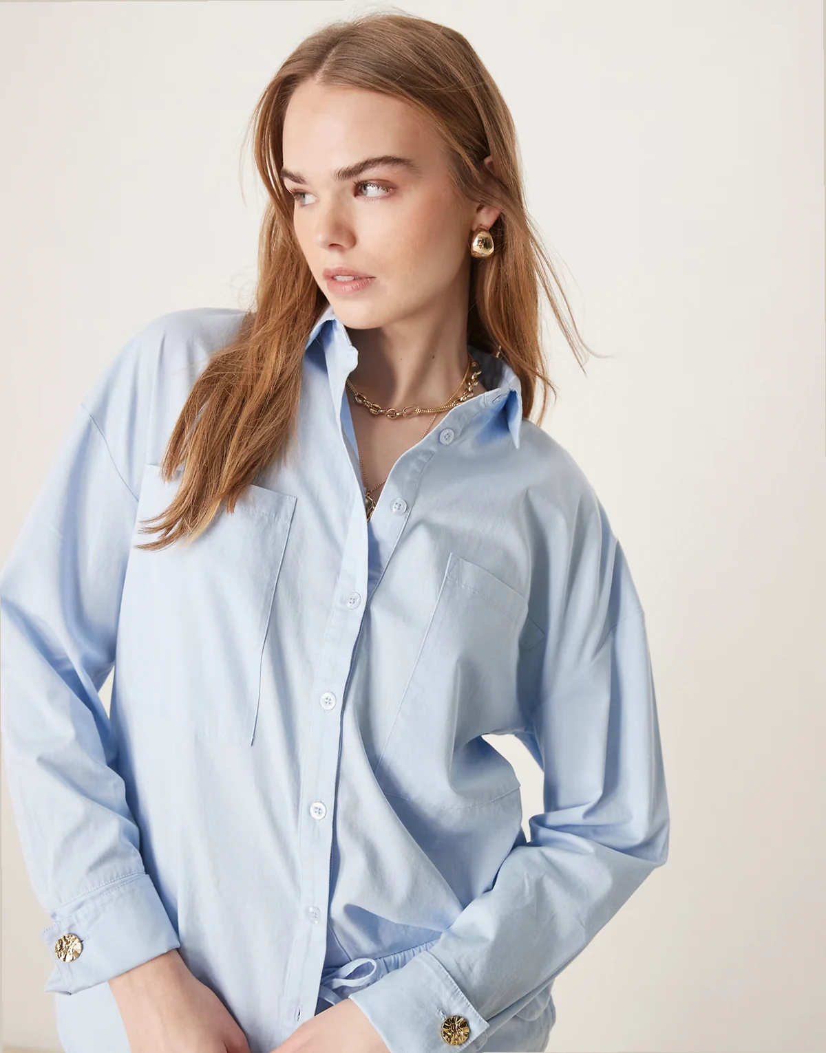 cotton poplin shirt in blue - part of a set