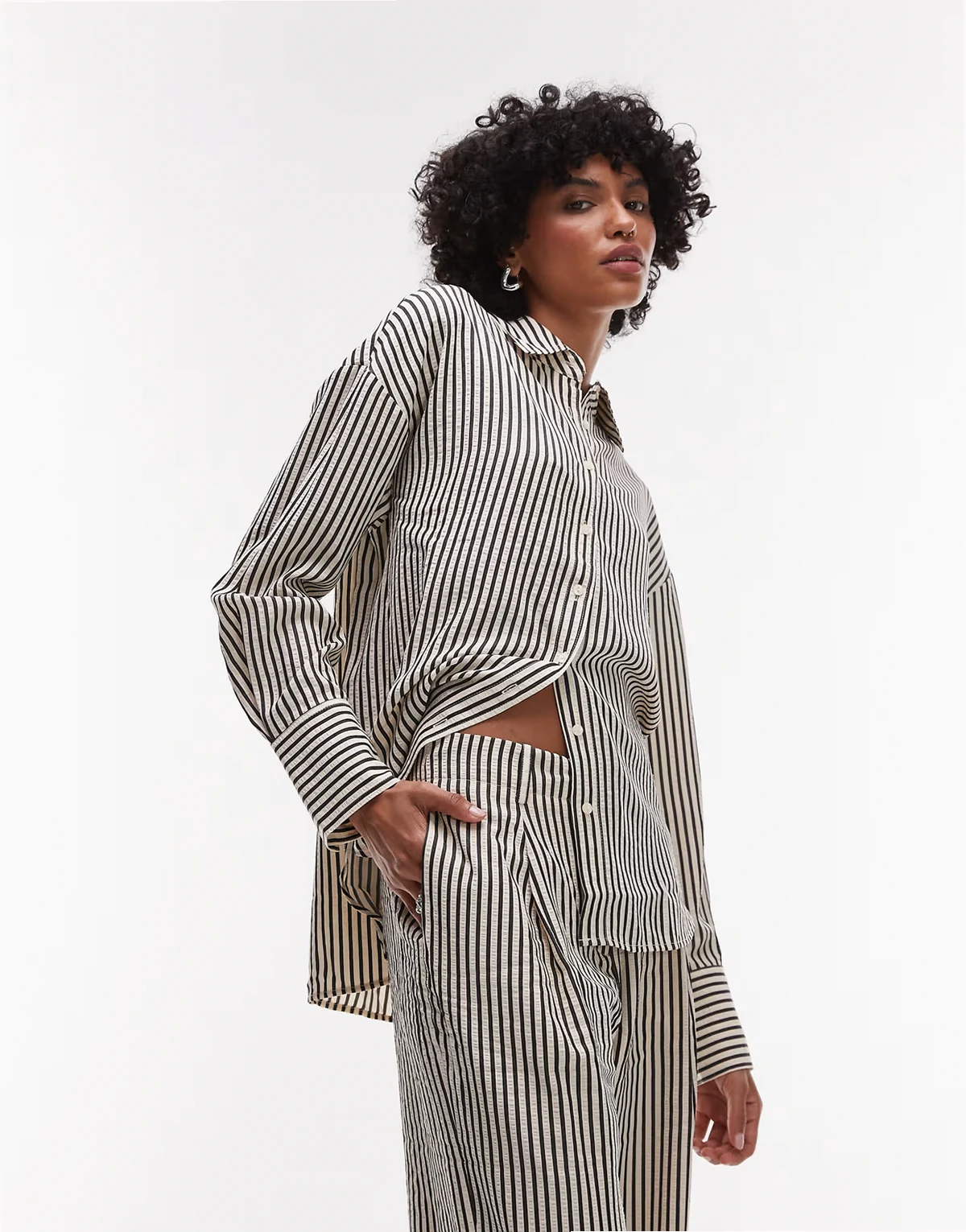 oversized shirt in mono stripe - part of a set