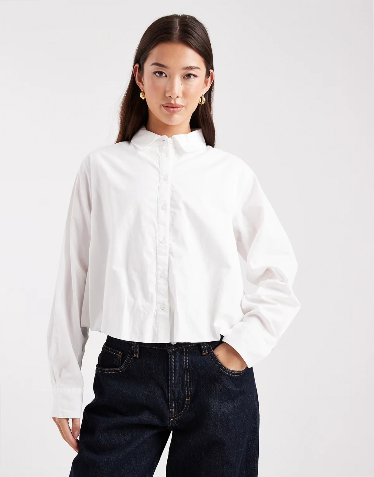 bubble hem shirt in white
