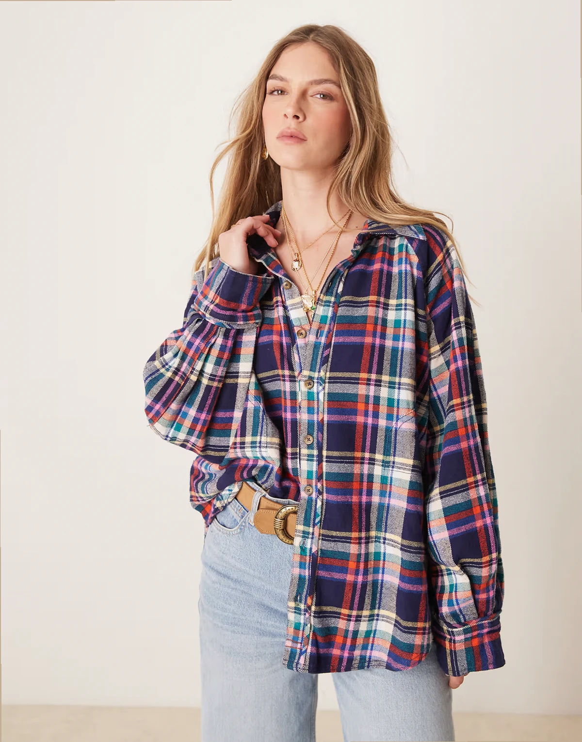 oversized plaid shirt in multi