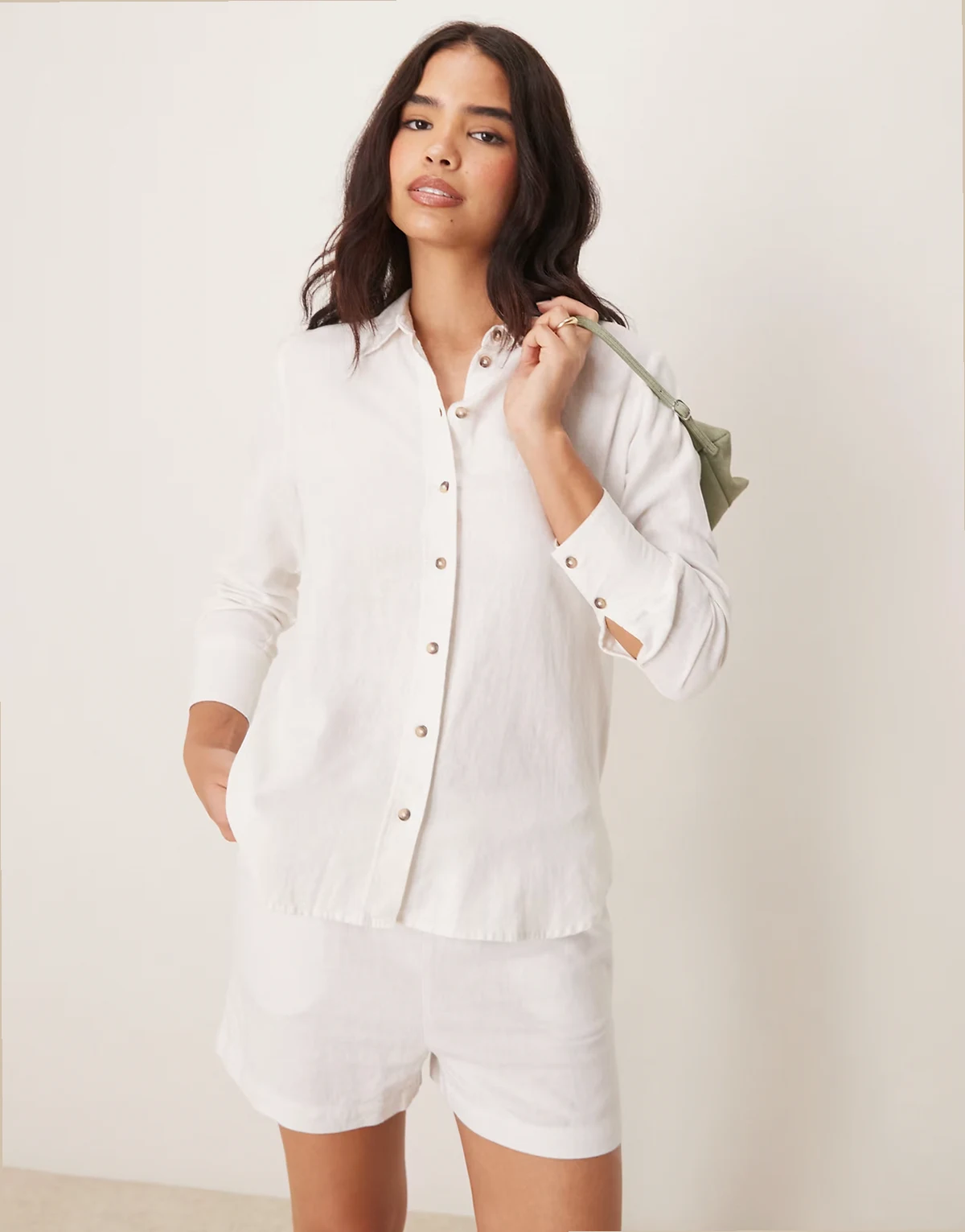 relaxed linen shirt in white - part of a set