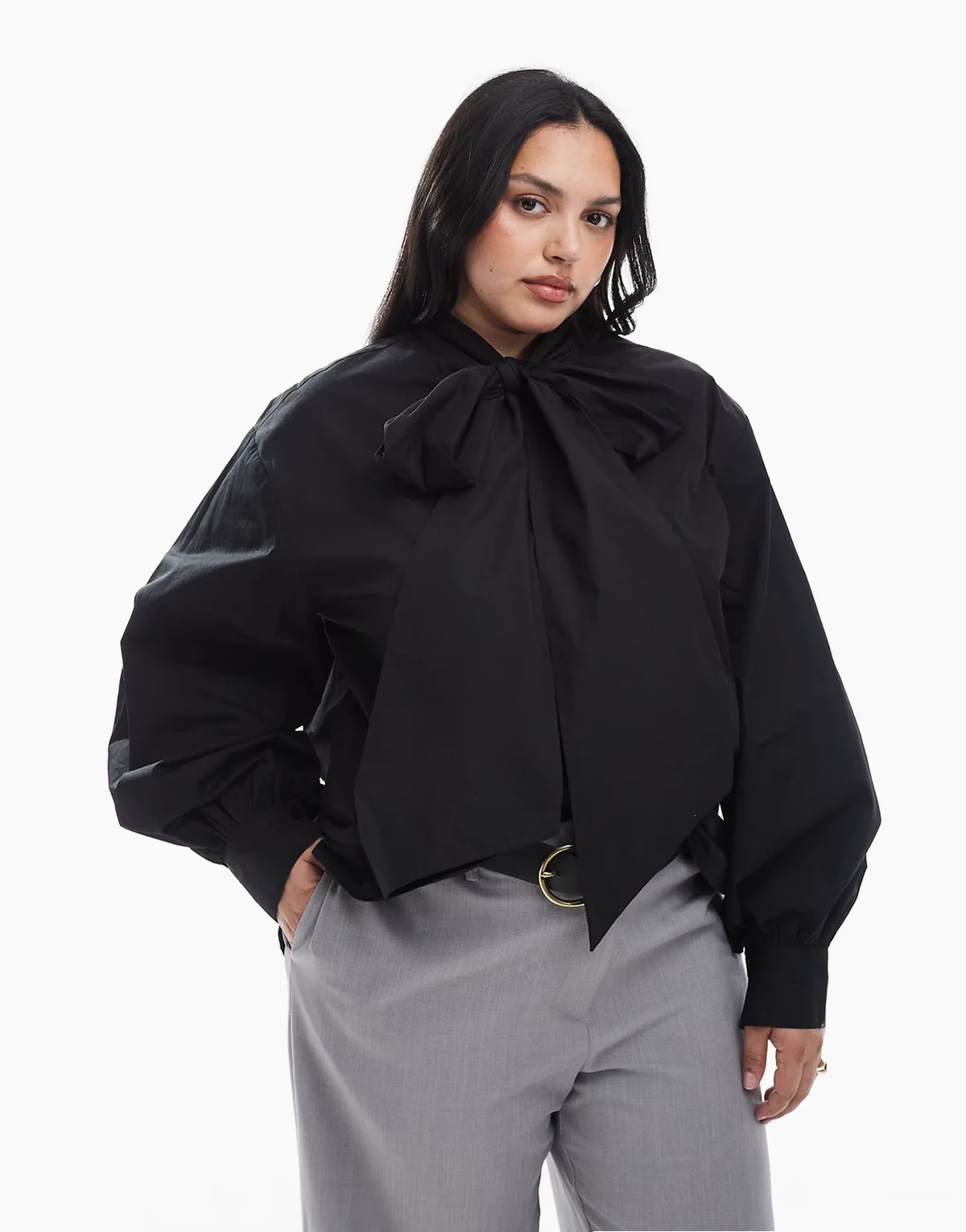 ASOS DESIGN Curve – Oversize-Hemd mit Schleife am Ausschnitt
