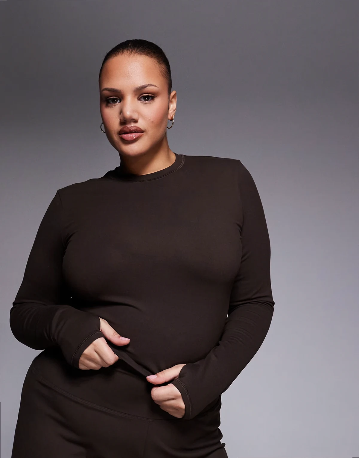 Curve Icon soft touch studio long sleeve baby T-shirt in chocolate