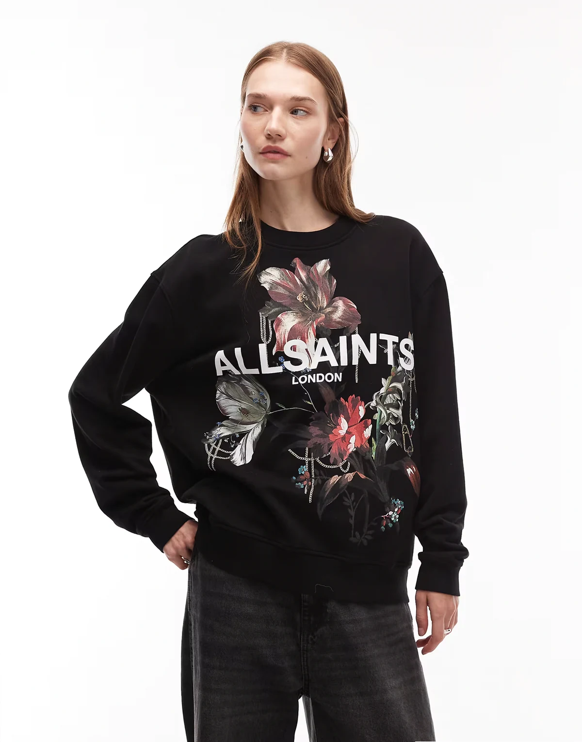 Ania Etta floral graphic sweatshirt in black