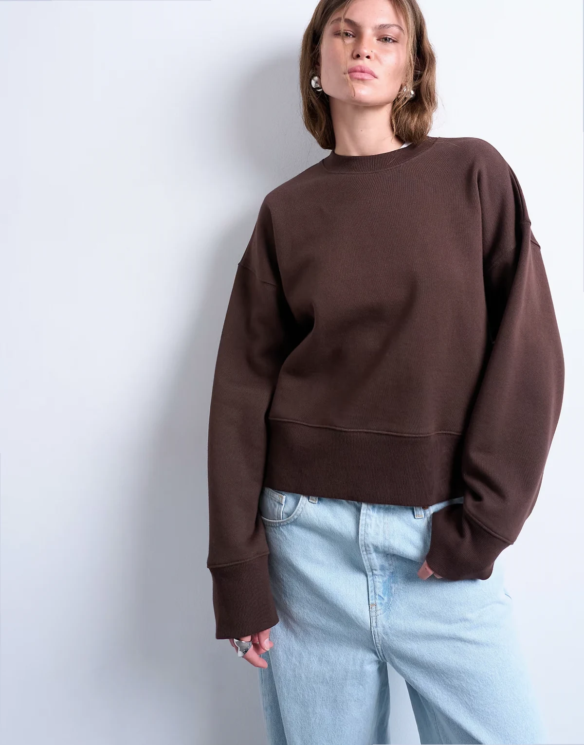 premium heavyweight oversized sweatshirt in chocolate brown