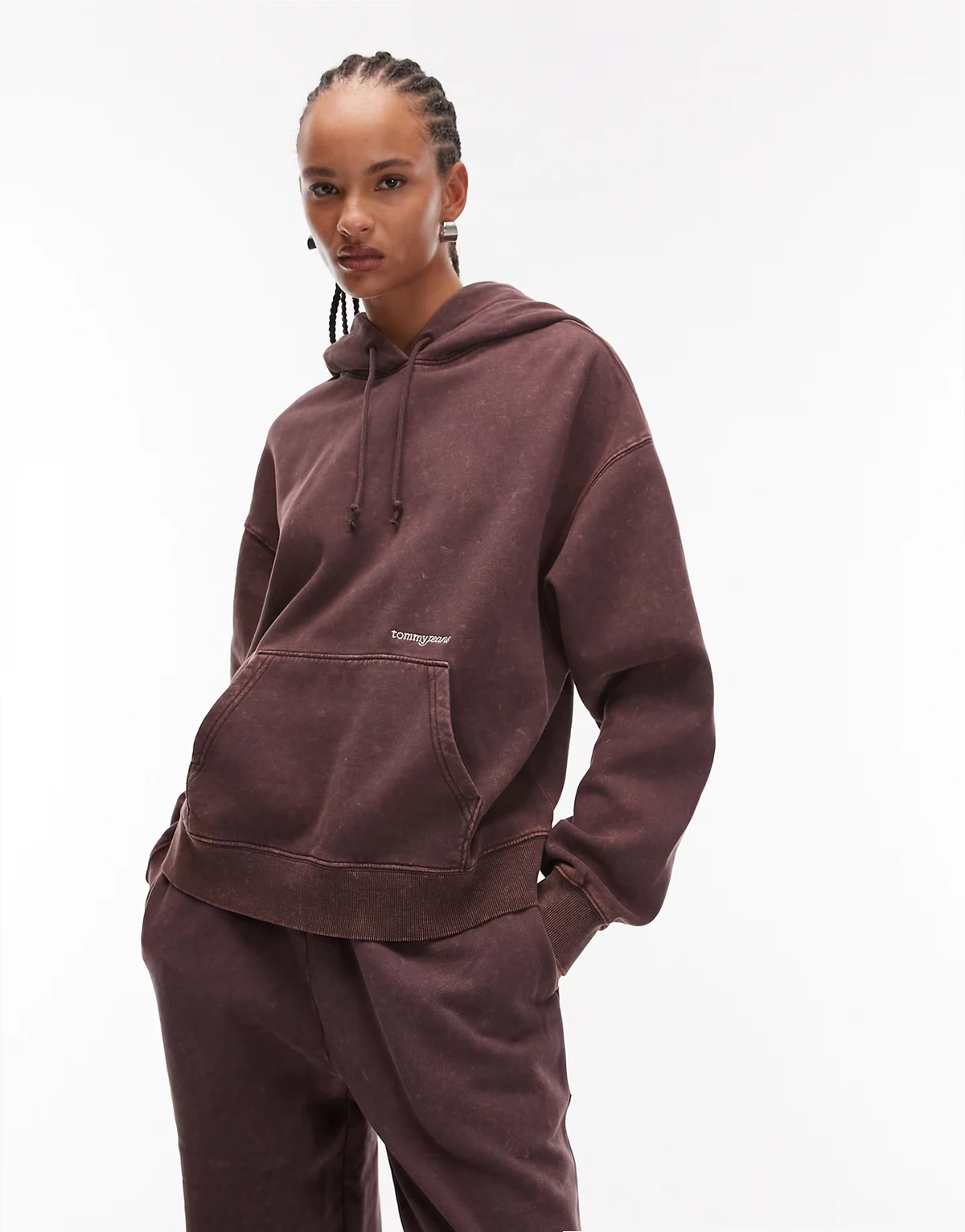 – Oversize-Kapuzenpullover in verwaschenem Braun
