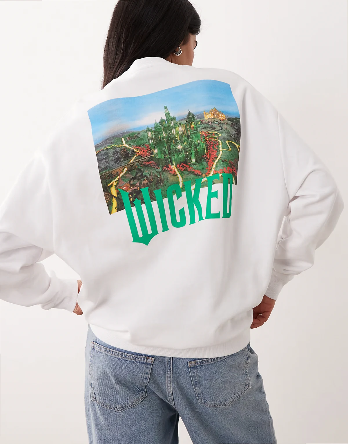 – Relaxed-Fit-Sweatshirt in Weiß mit Wicked-Print