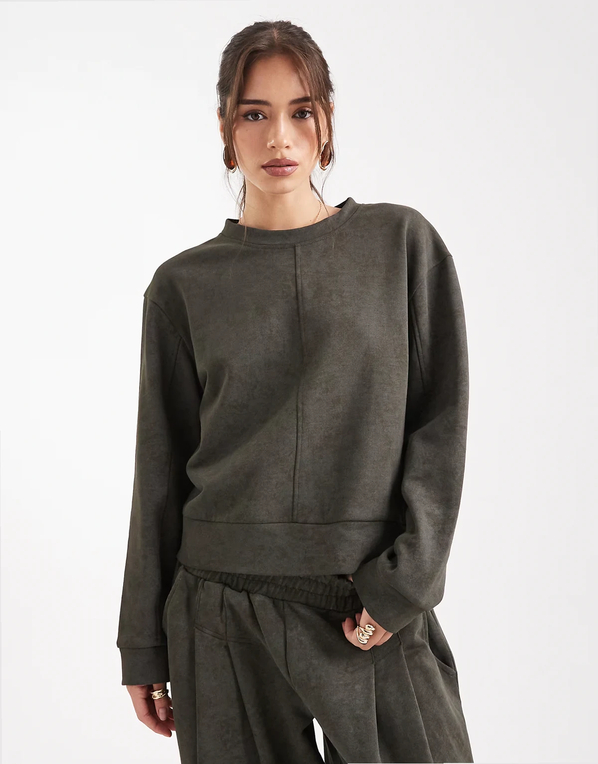 sweatshirt in washed khaki green - part of a set