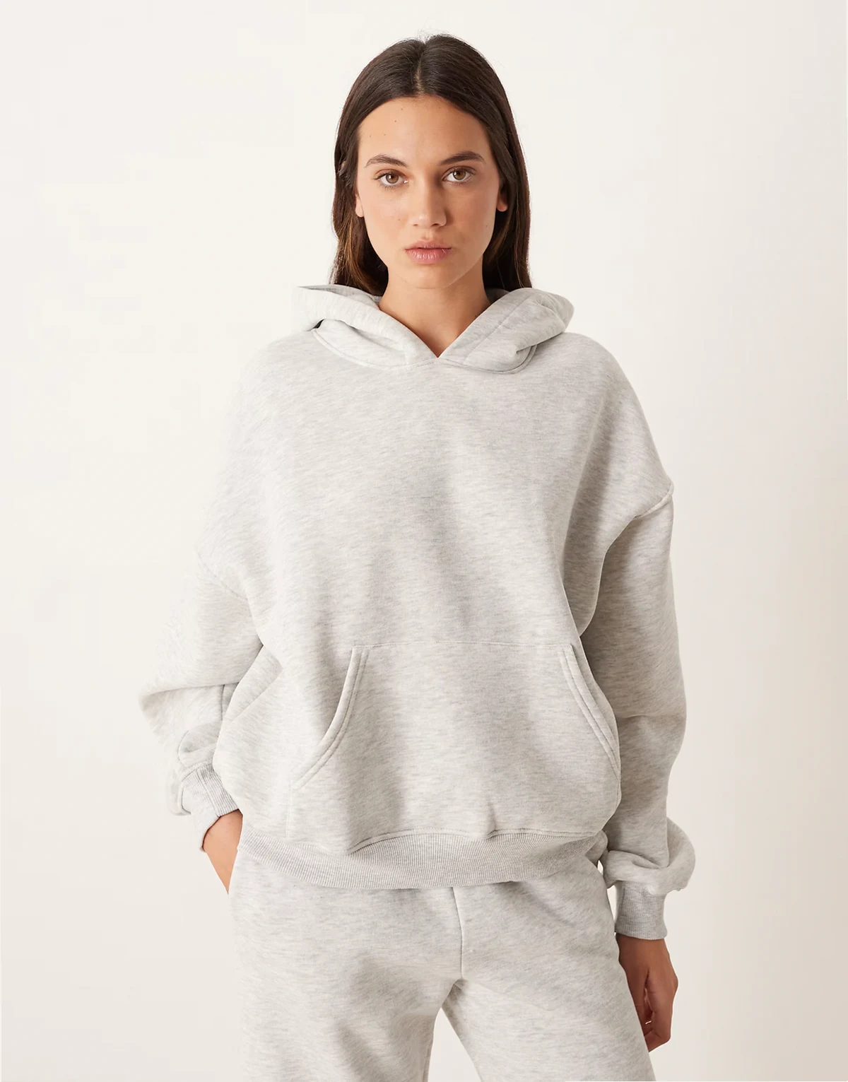 relaxed fit hoodie in light gray melange - part of a set