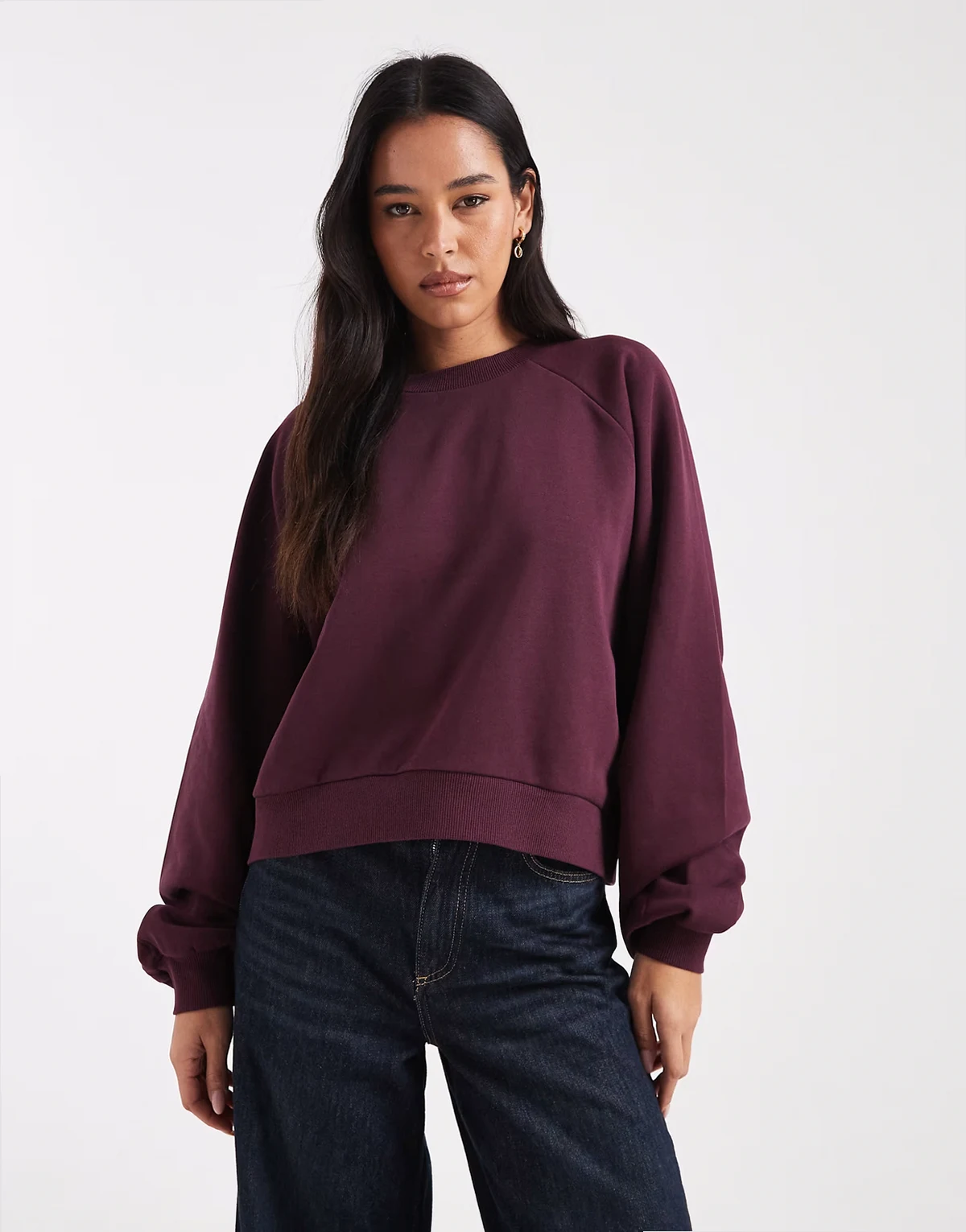 – Sweatshirt in Pflaume mit Ballonärmeln