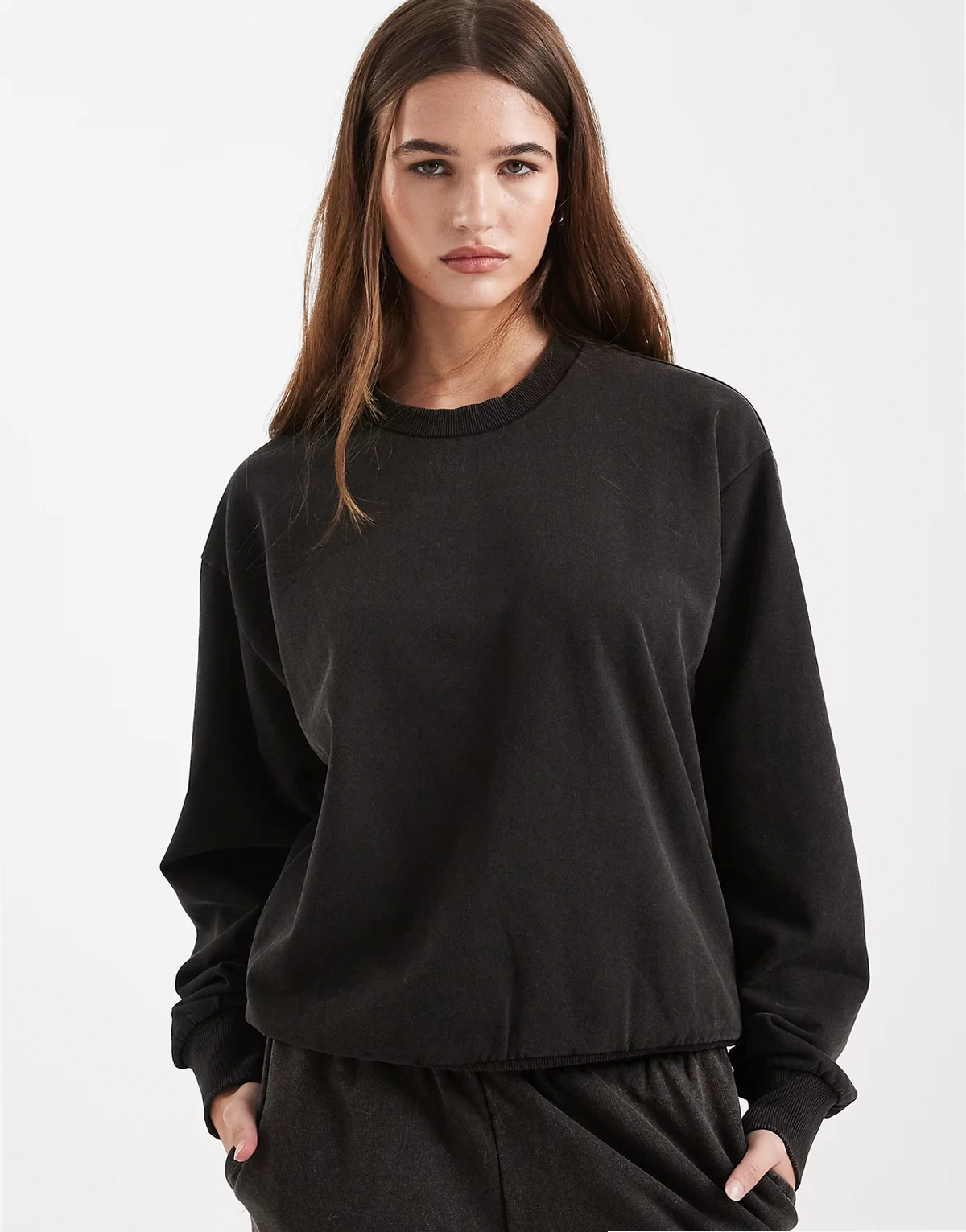 oversized sweatshirt in washed black - part of a set