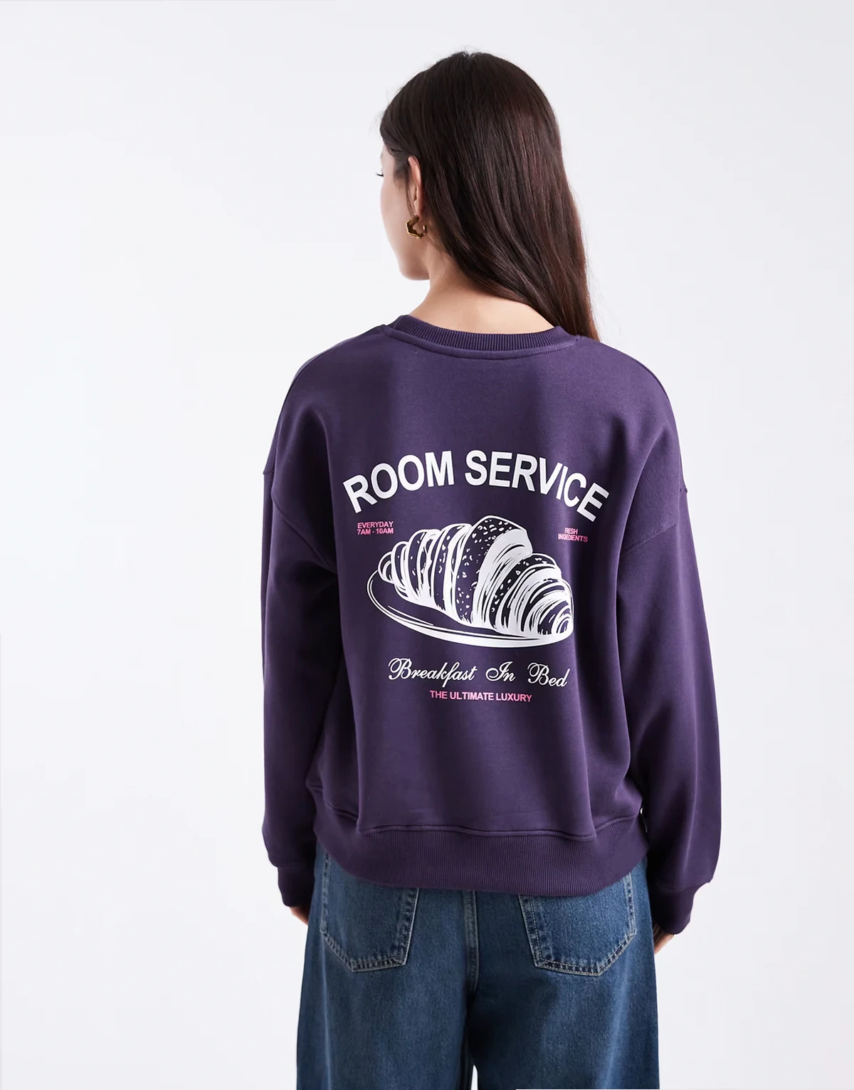 Teen coffee & brunch graphic sweatshirt in purple