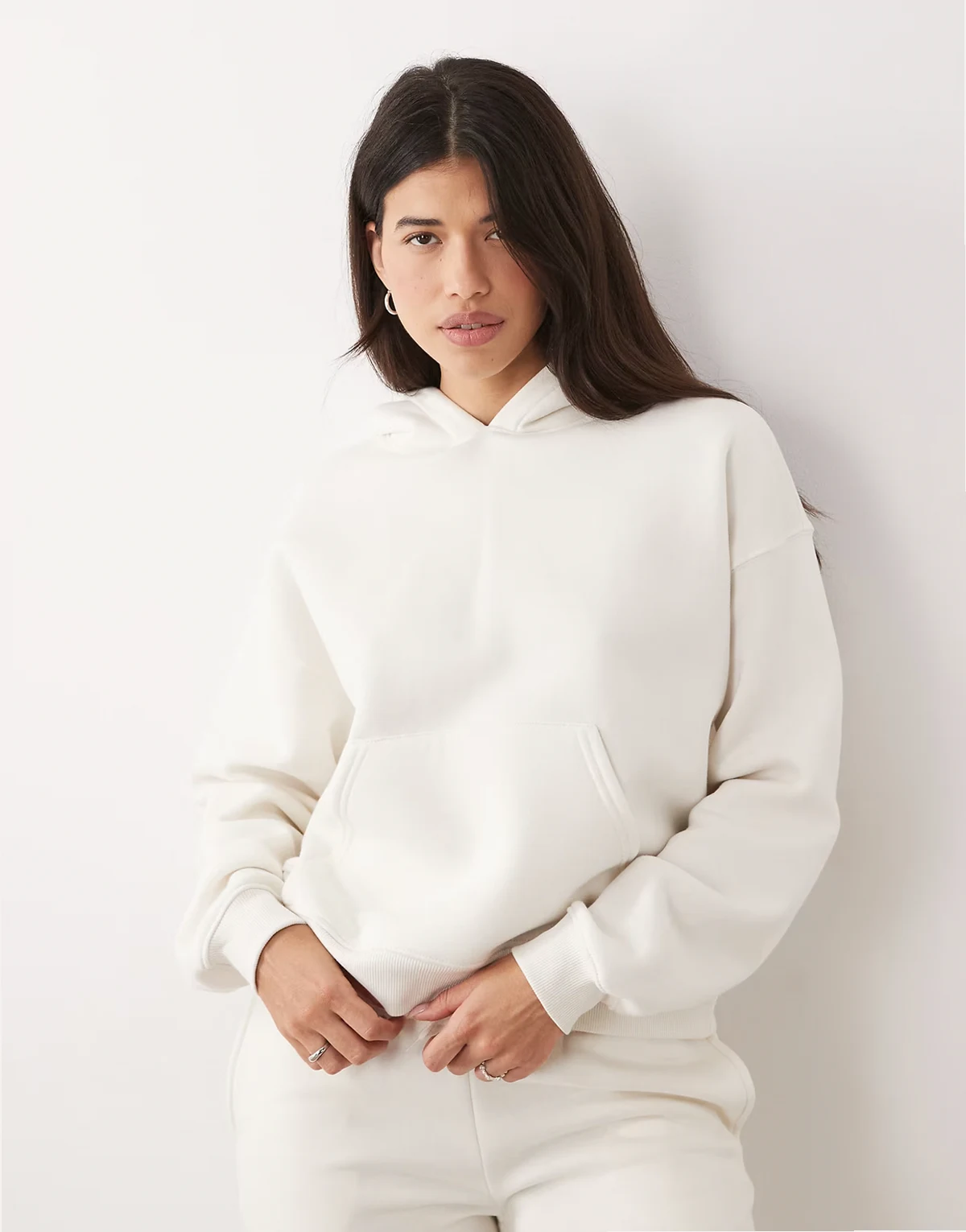 relaxed fit hoodie in off white - part of a set