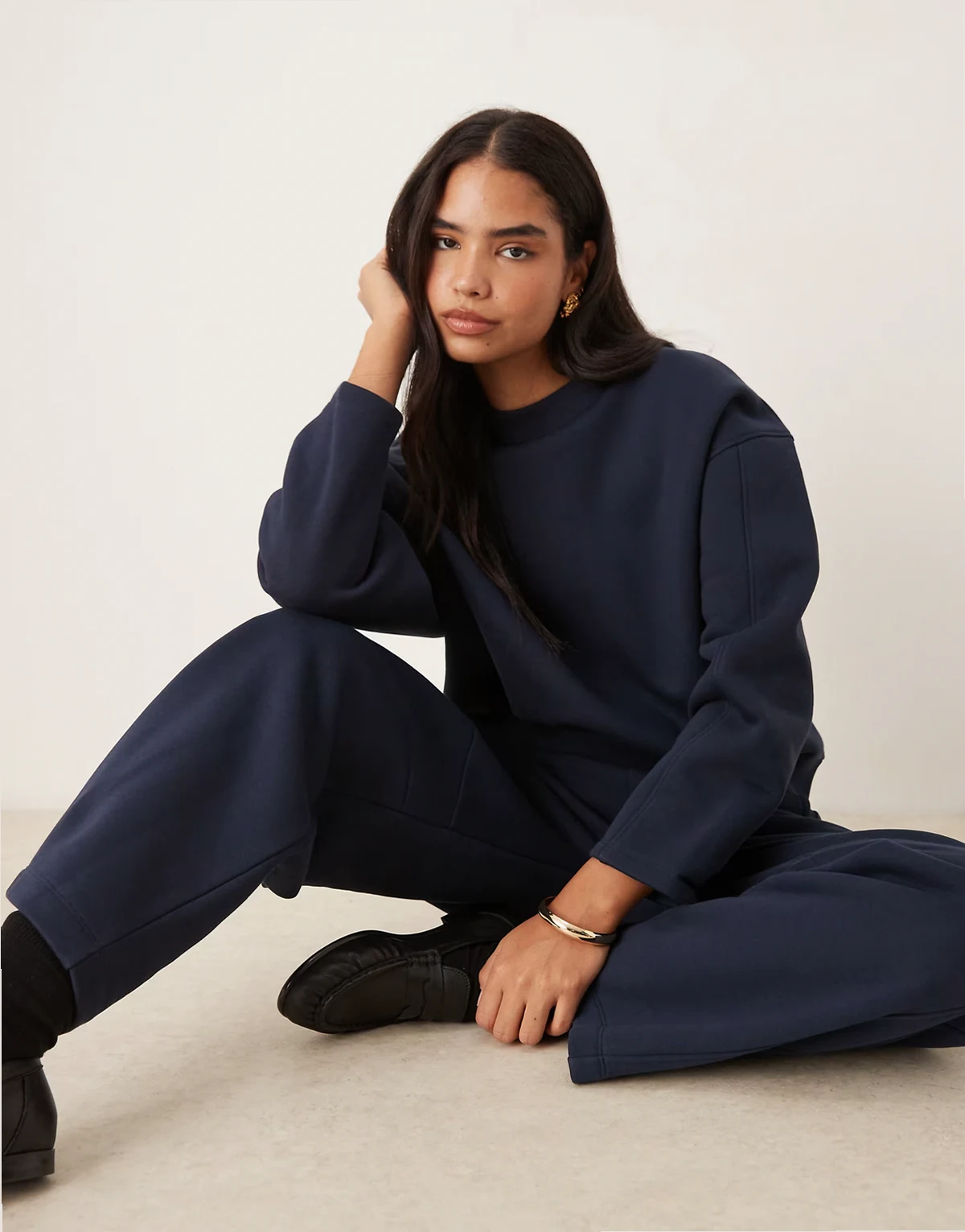 premium heavyweight 500gsm cocoon sleeve sweatshirt in navy