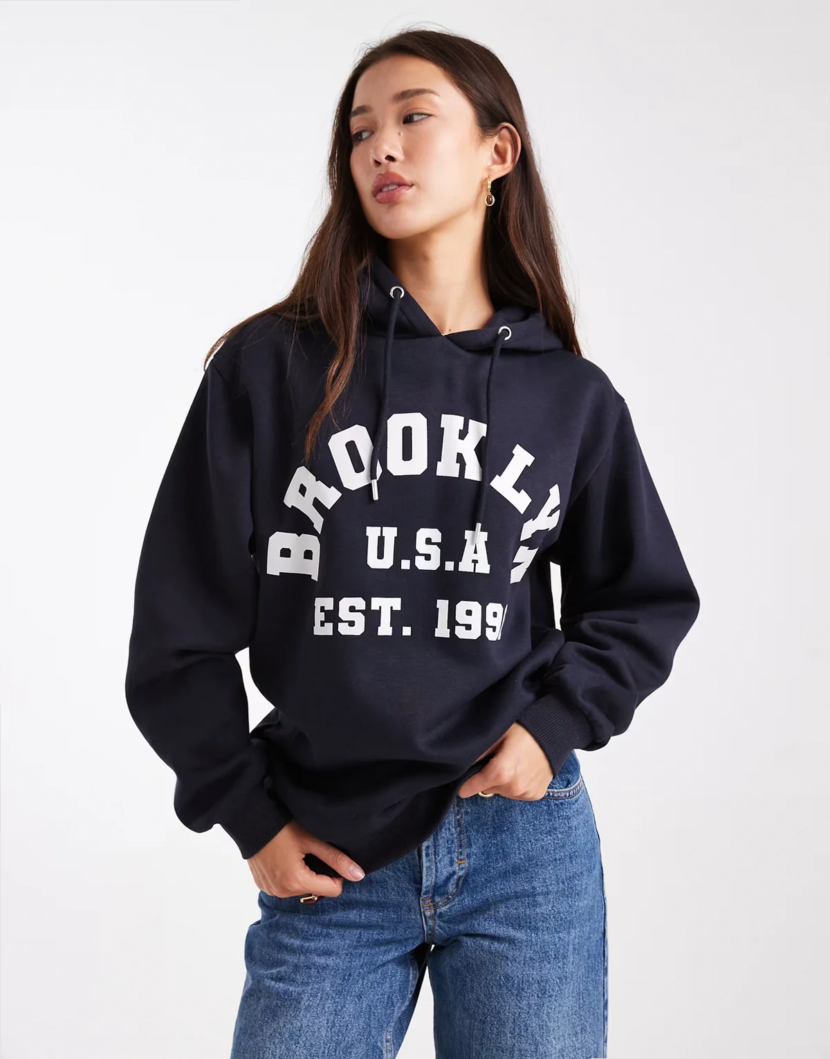 jersey hoodie in navy