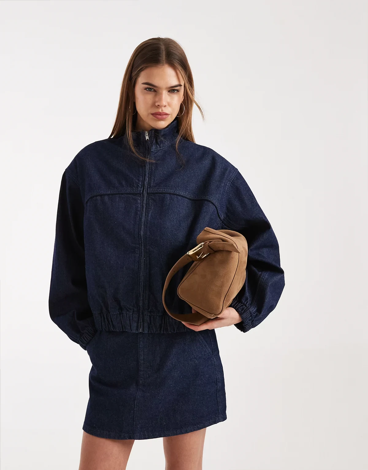 denim track jacket in rinse - part of a set