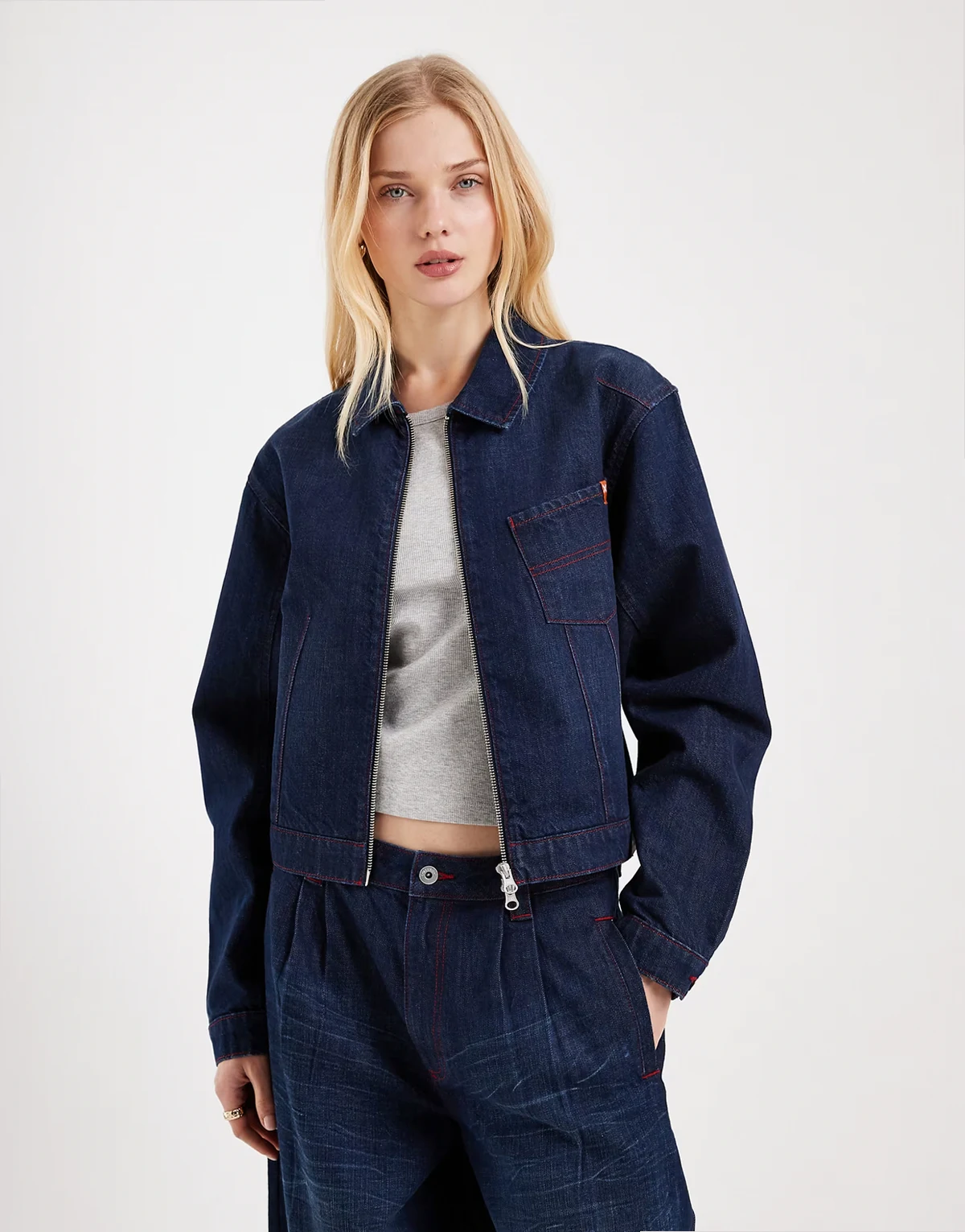 Circular Design Collection boxy cropped denim jacket in rinse wash - part of a set