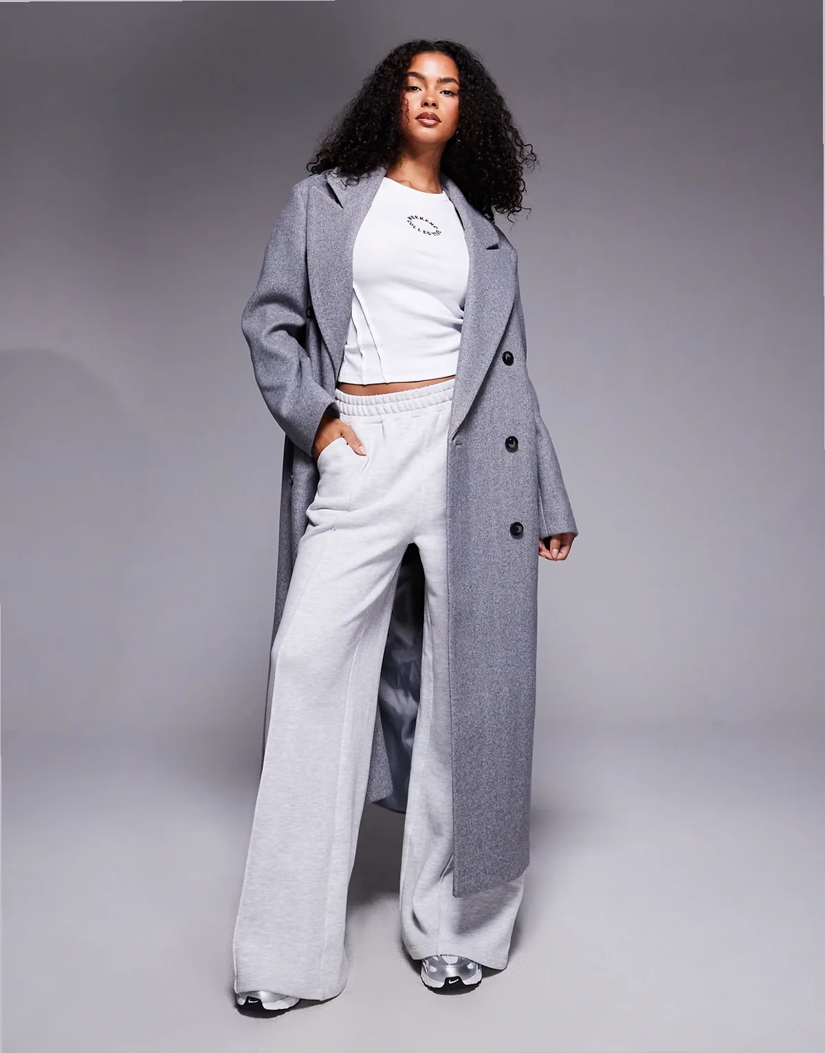 Weekend Collective – Maxi-Mantel in grauer Wolloptik