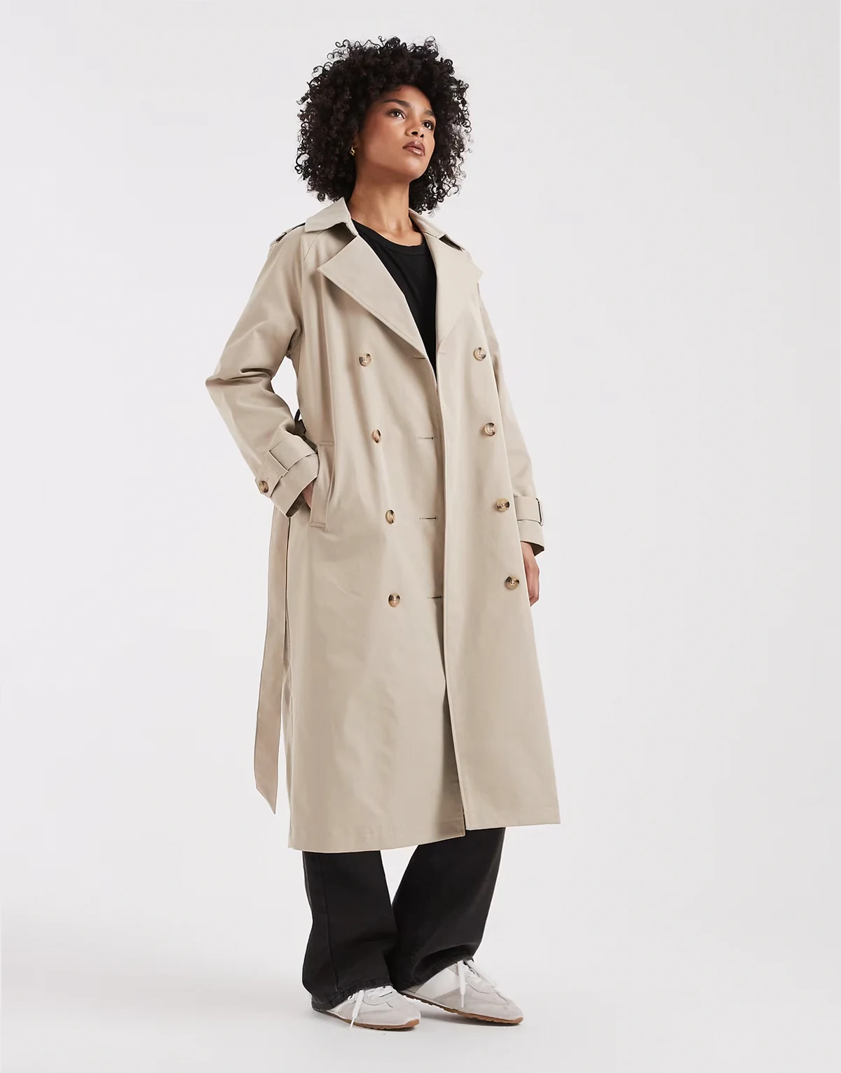 trench coat in light stone