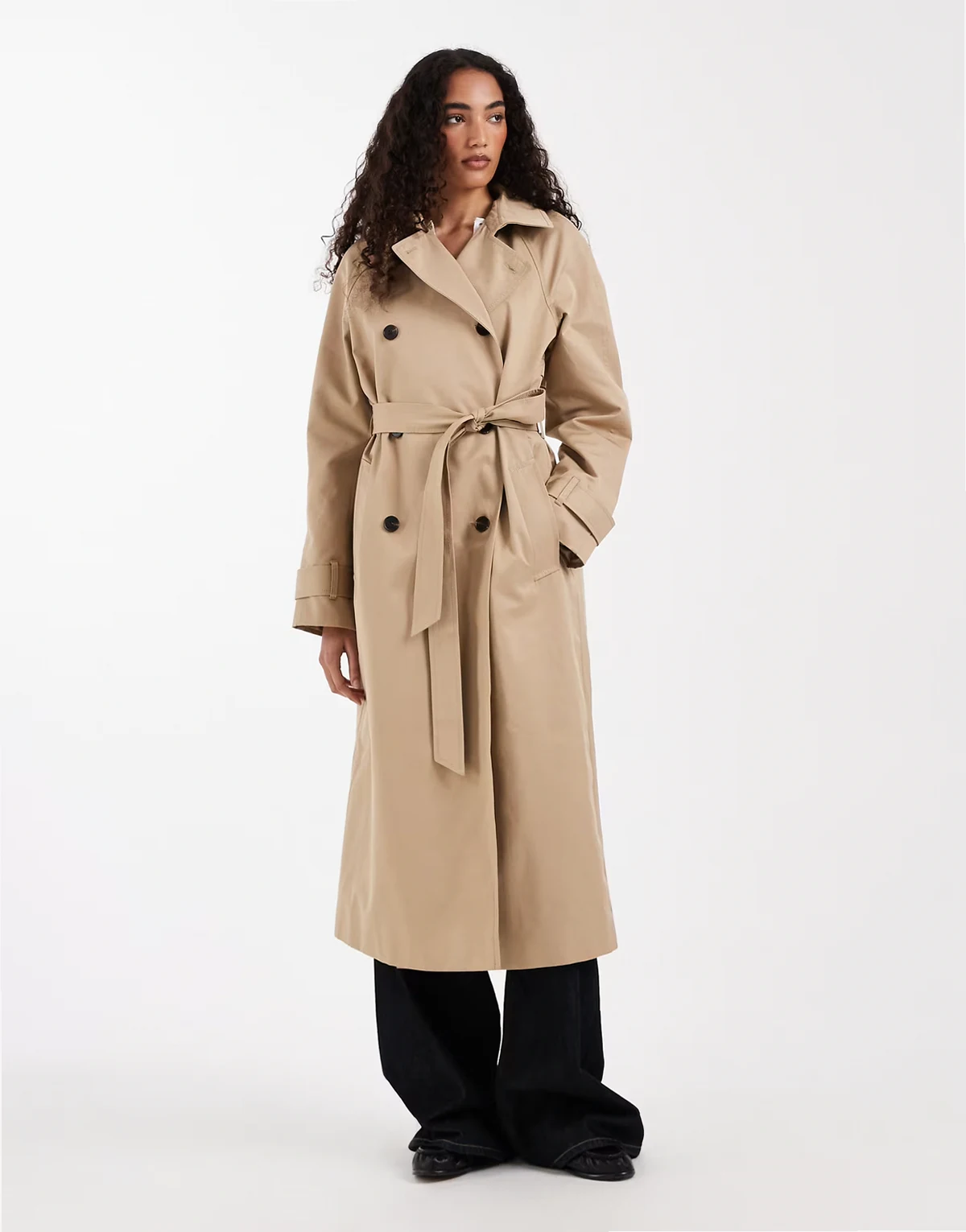 ASOS DESIGN Tall longline water repellent trench coat in stone