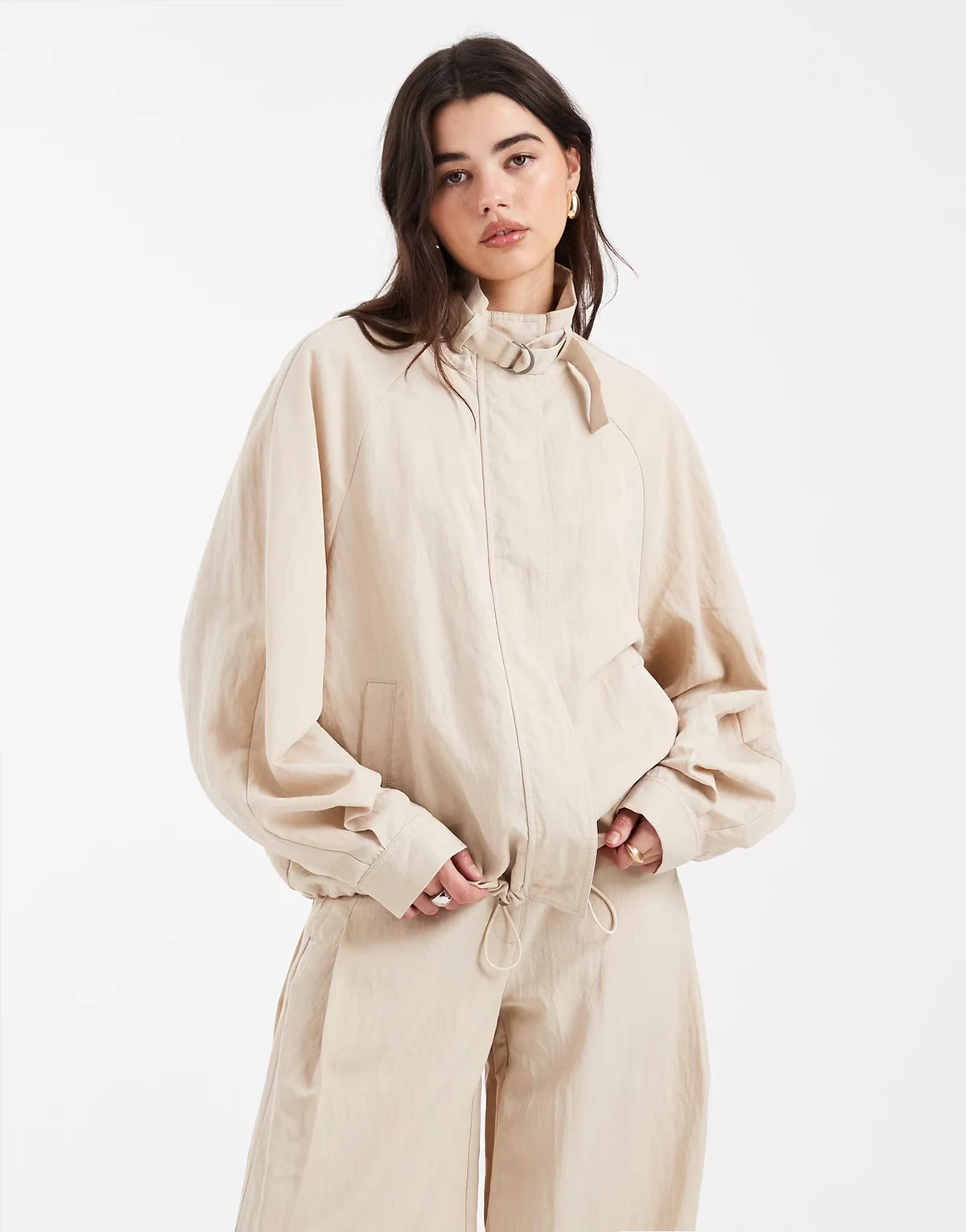 track jacket with D-ring detail in stone - part of a set