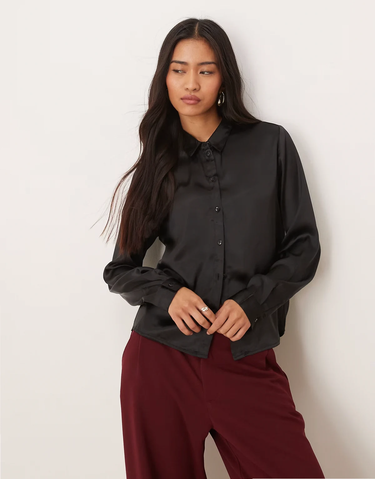 satin shirt in black
