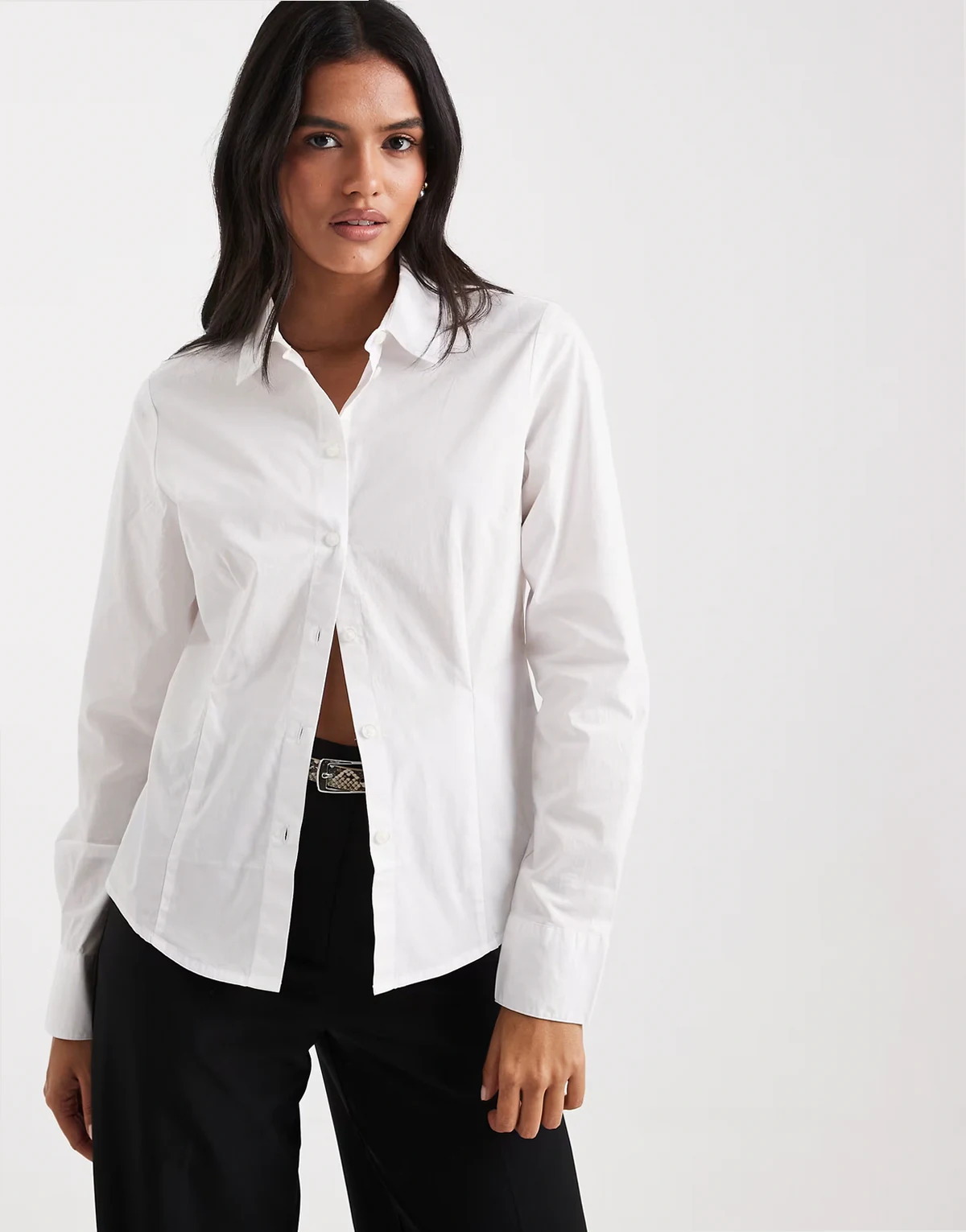 cinched waist shirt in white