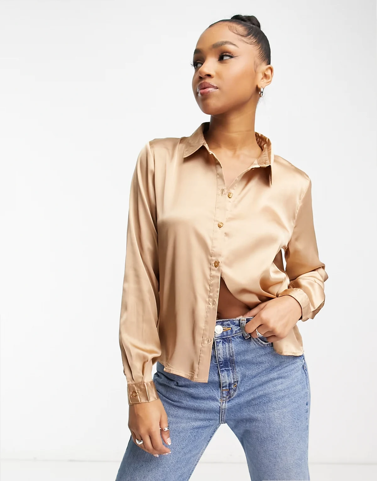 satin shirt in champagne