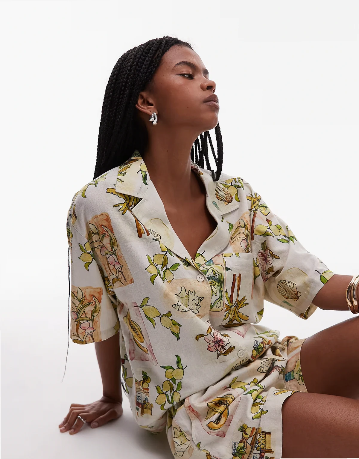 resort shirt in lemon print - part of a set