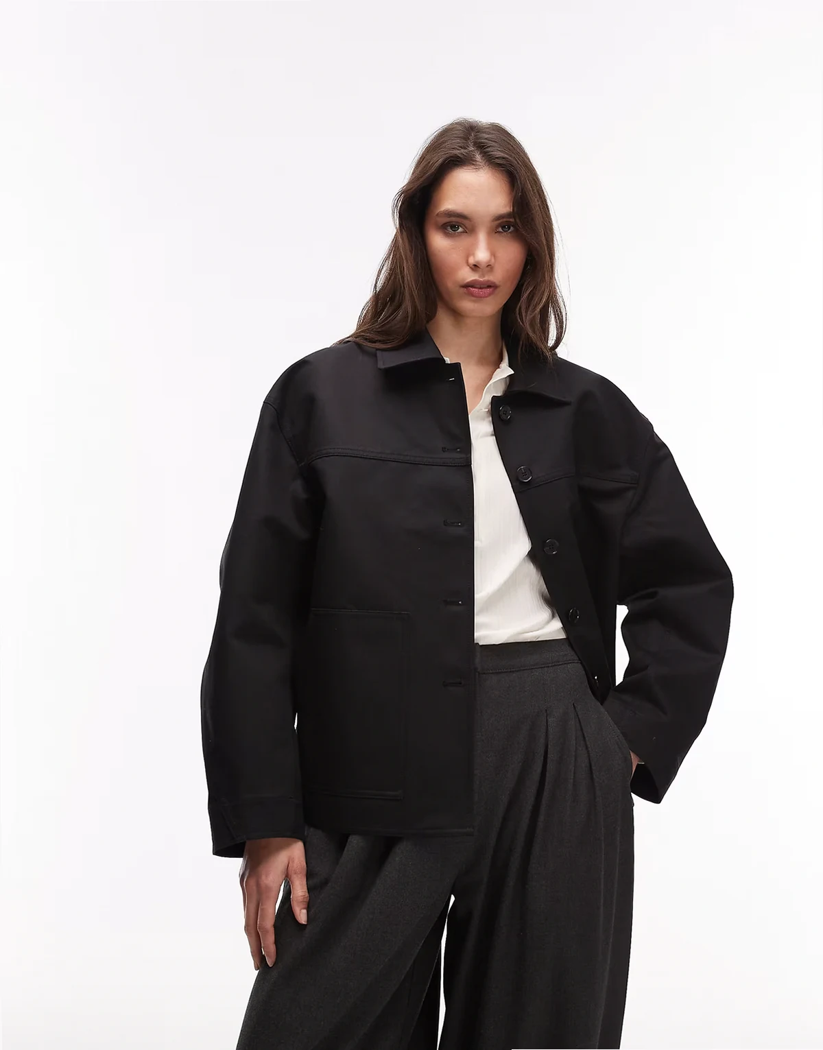 pure cotton overshirt in black
