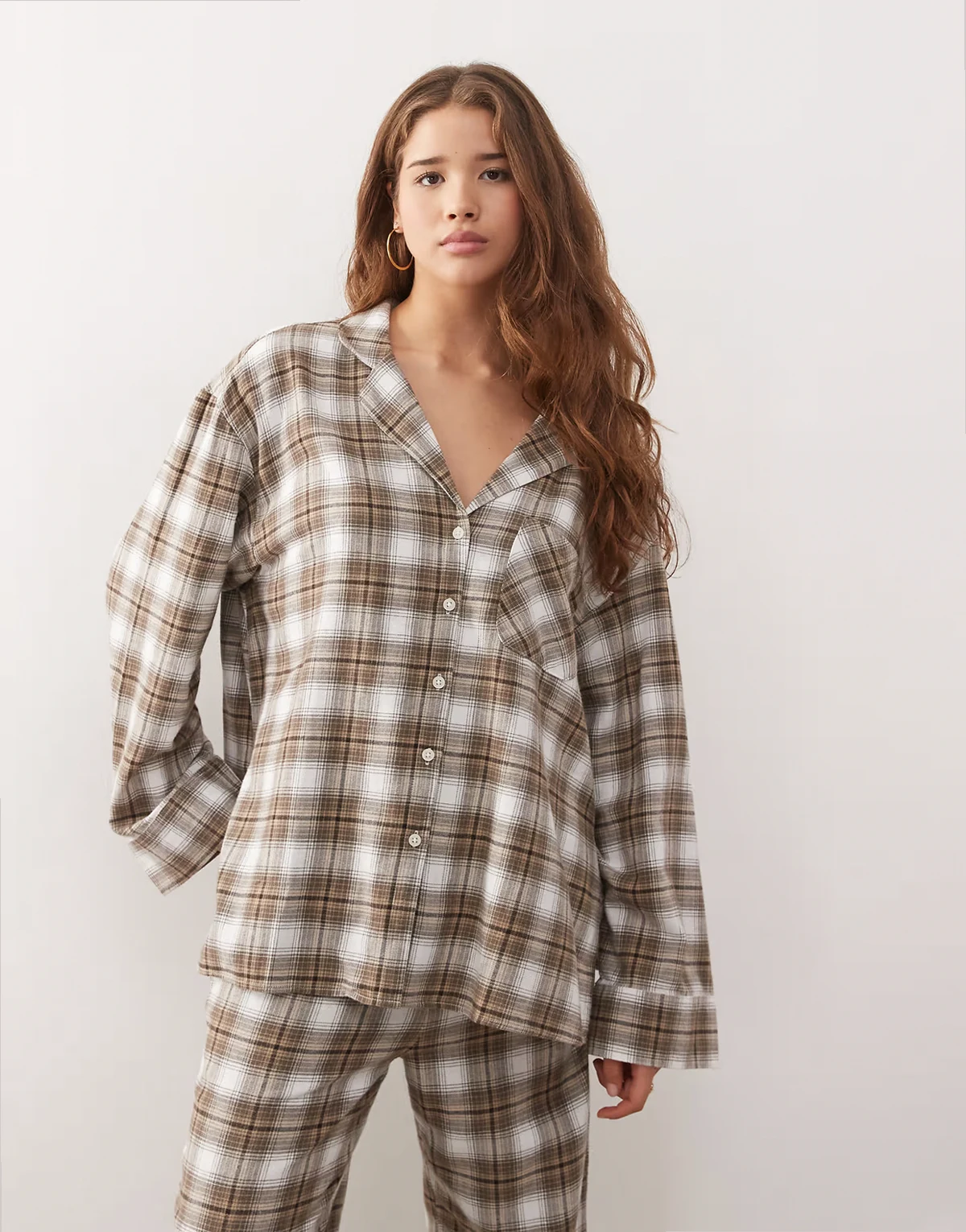 lounge oversized shirt in black & white plaid - part of a set