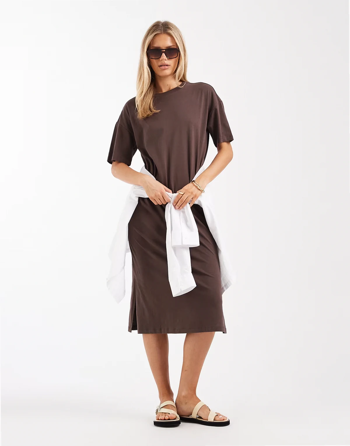 oversized T-shirt dress in chocolate
