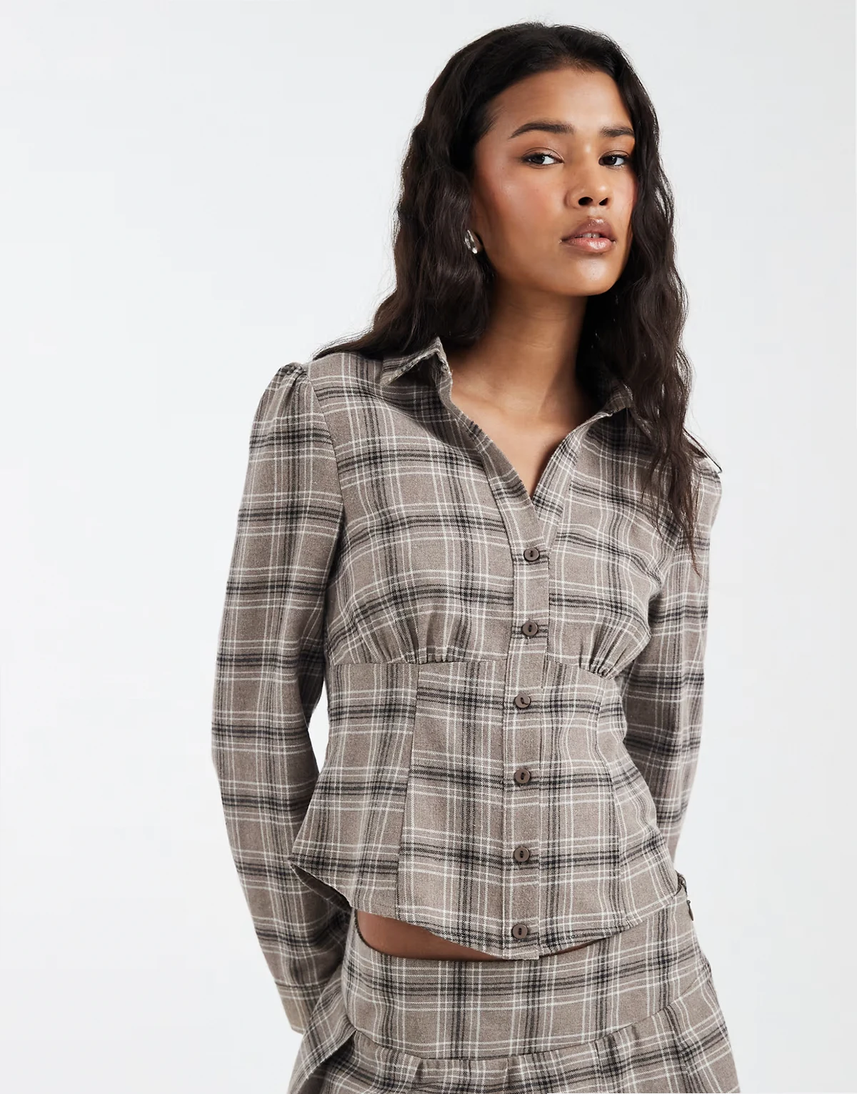long sleeve plaid shirt - part of a set