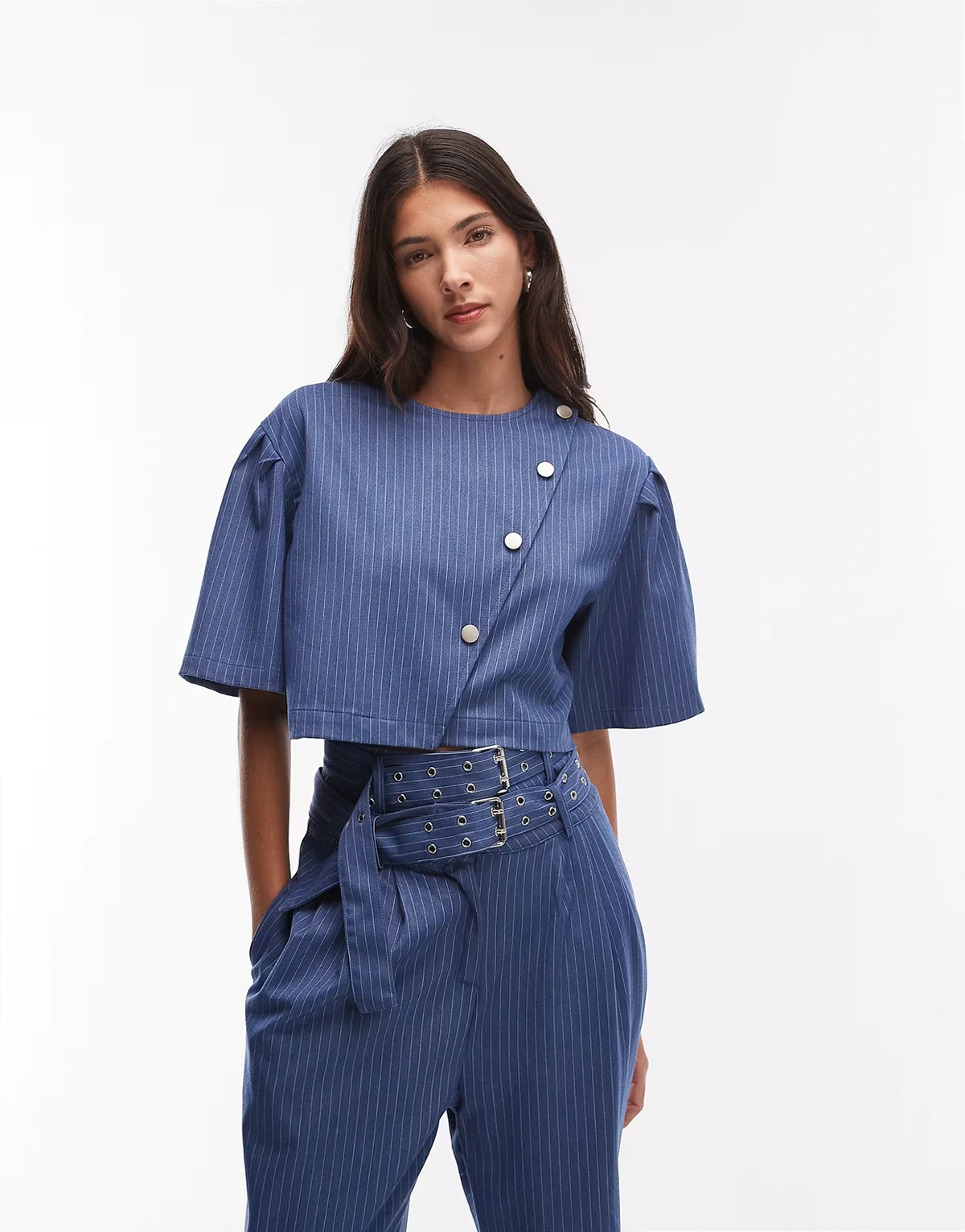 Bettie pinstriped crop top in blue - part of a set