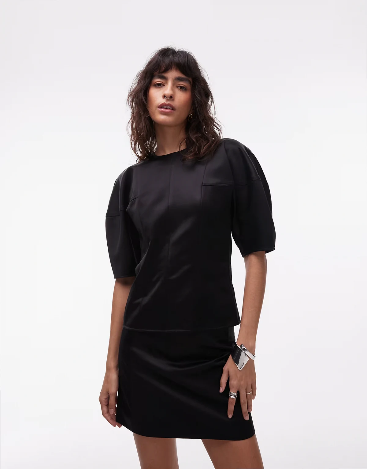 puff sleeve blouse in black