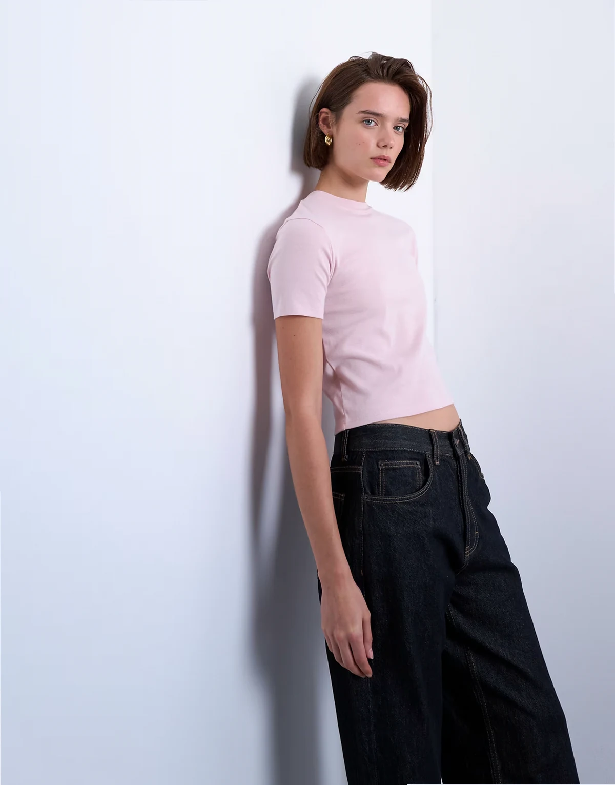 – Knappes Alltags-T-Shirt in Hellrosa