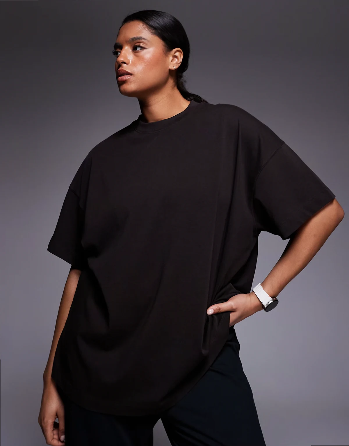 Curve Icon heavyweight cotton oversized t-shirt with quick dry finish in washed cocoa