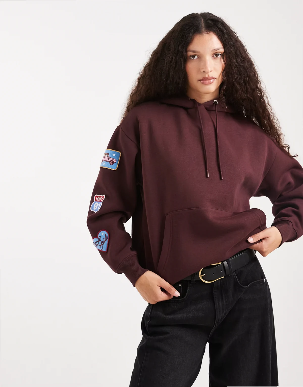 oversized graphic hoodie in noble plum