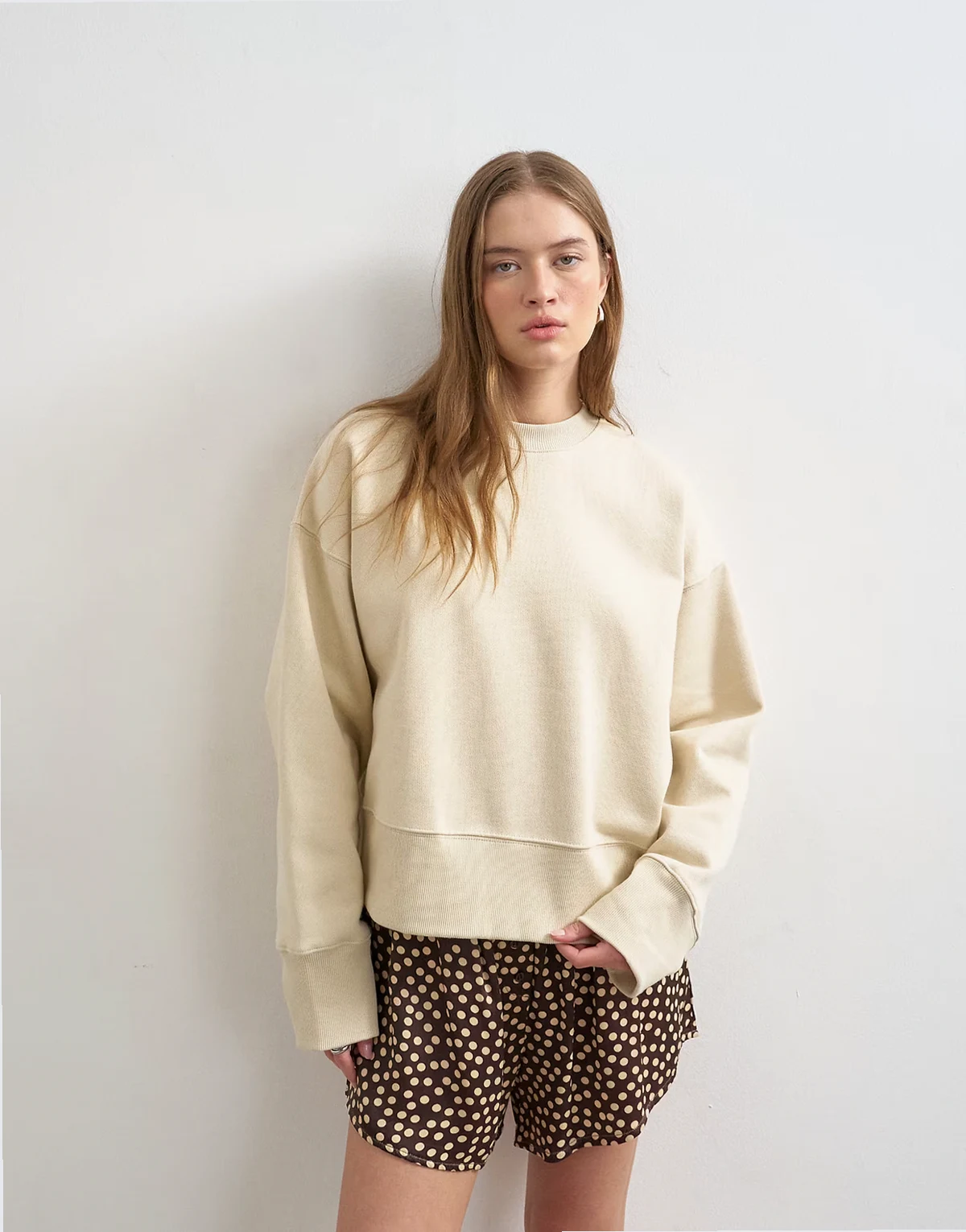 – Premium – Schweres Oversize-Sweatshirt in Sand
