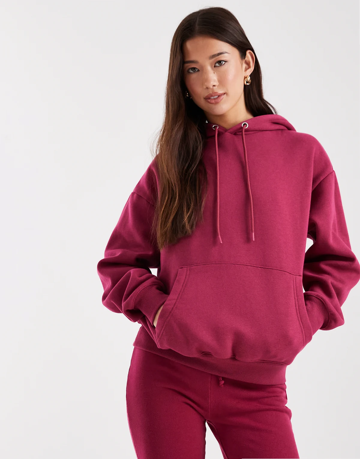 premium oversized hoodie in washed dark lotus - part of a set