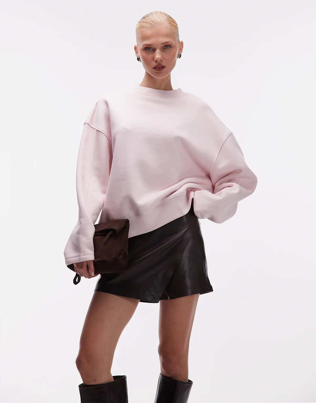 premium 500gsm cocoon sleeve sweatshirt in pink