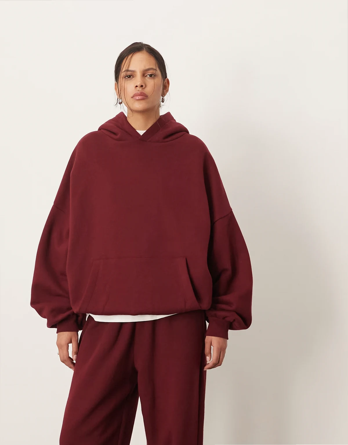 oversized premium heavyweight hoodie in merlot