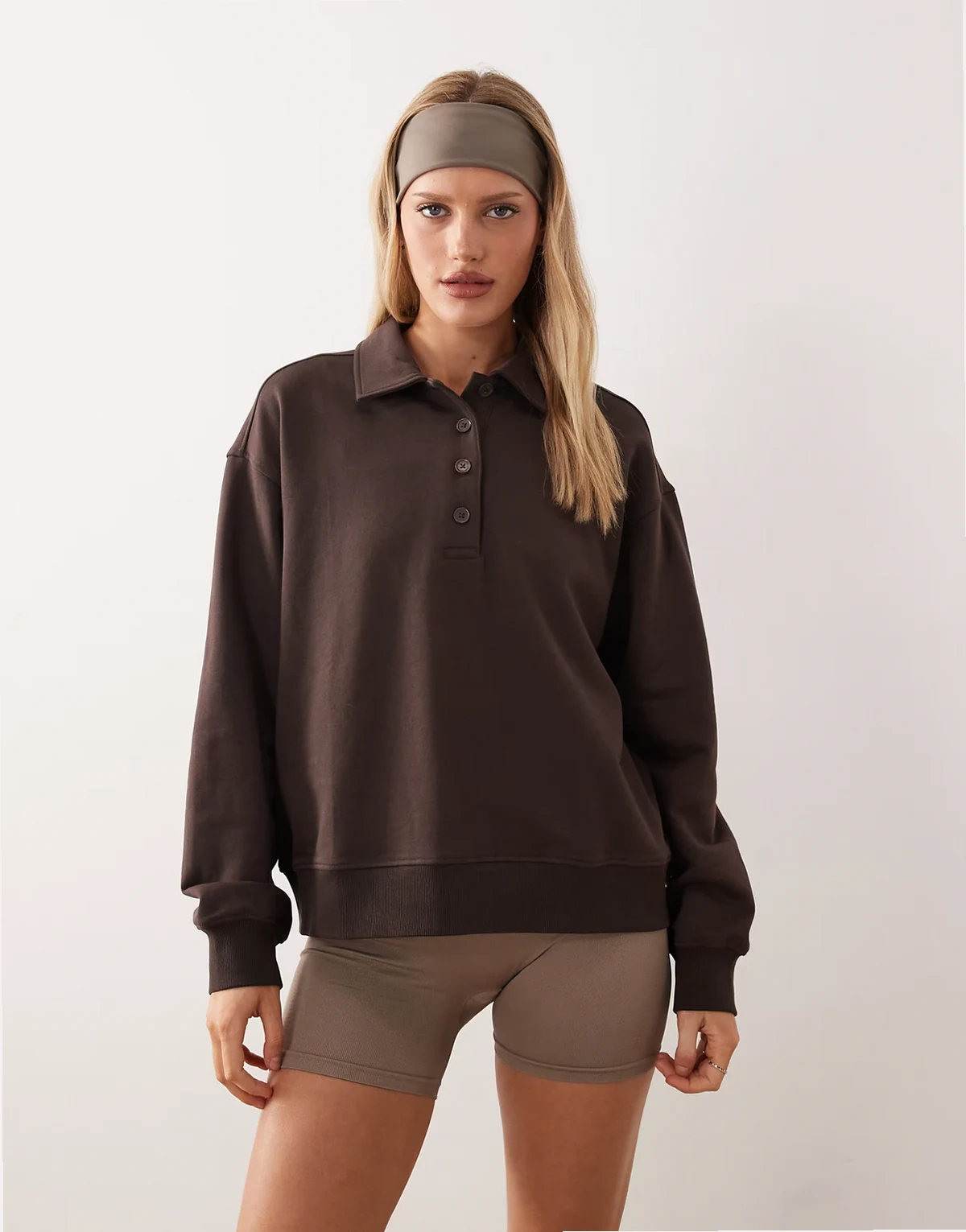 polo collar sweater in brown - part of a set