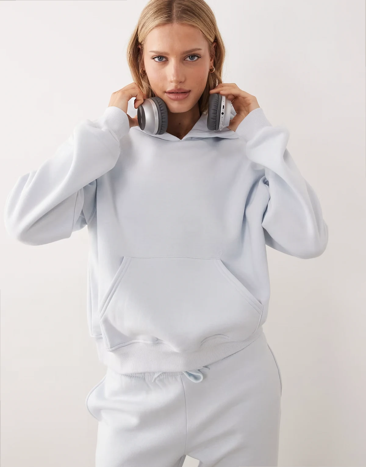 relaxed fit hoodie in light blue - part of a set