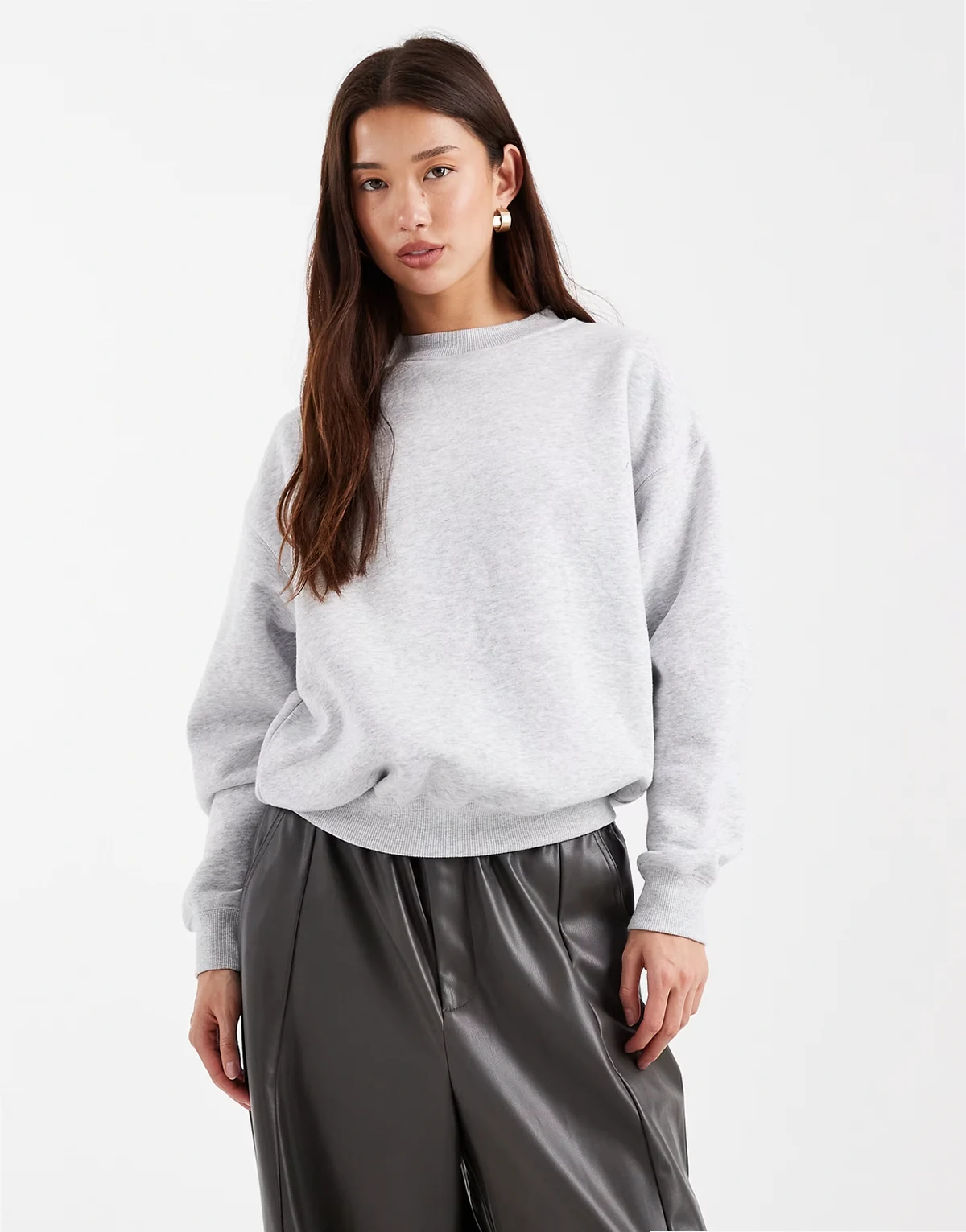 – Oversize-Sweatshirt in Zartgrau meliert