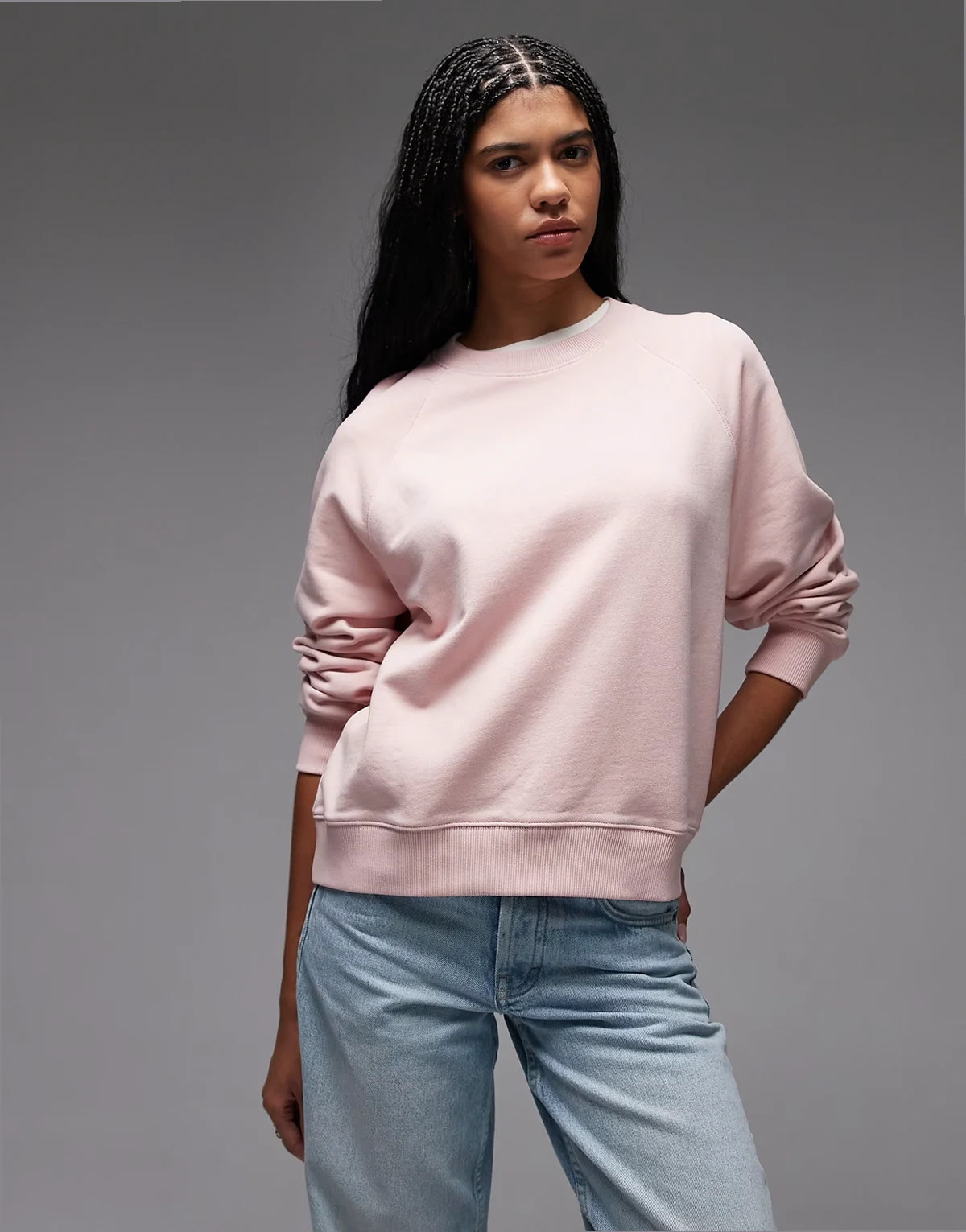 cotton terry sweatshirt in pink