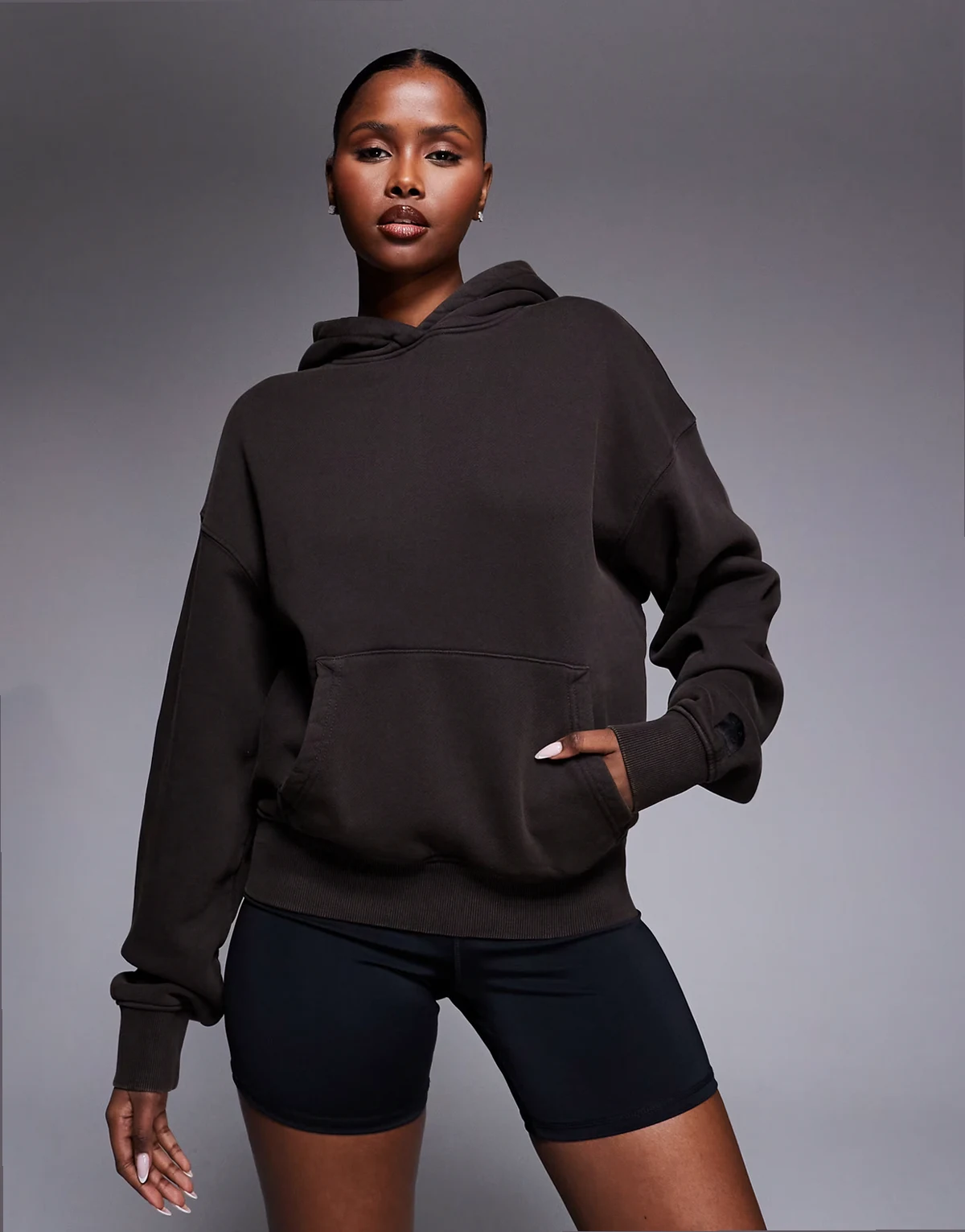 Icon Rest Day heavyweight 440gsm cotton cocoon oversized hoodie in washed chocolate